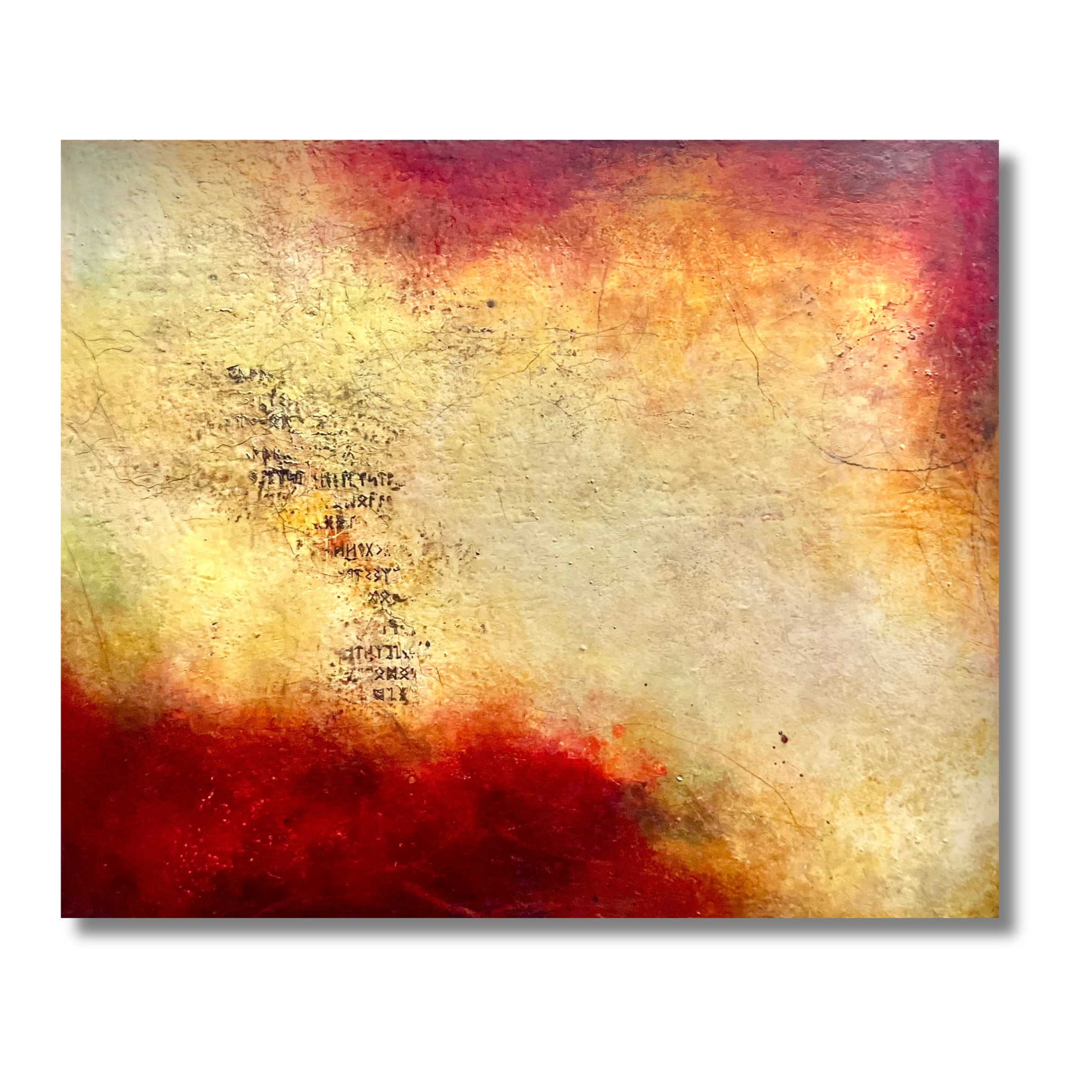 Mesopotamia, oil and cold wax on gallery profile birch panel, 30" x 36" 