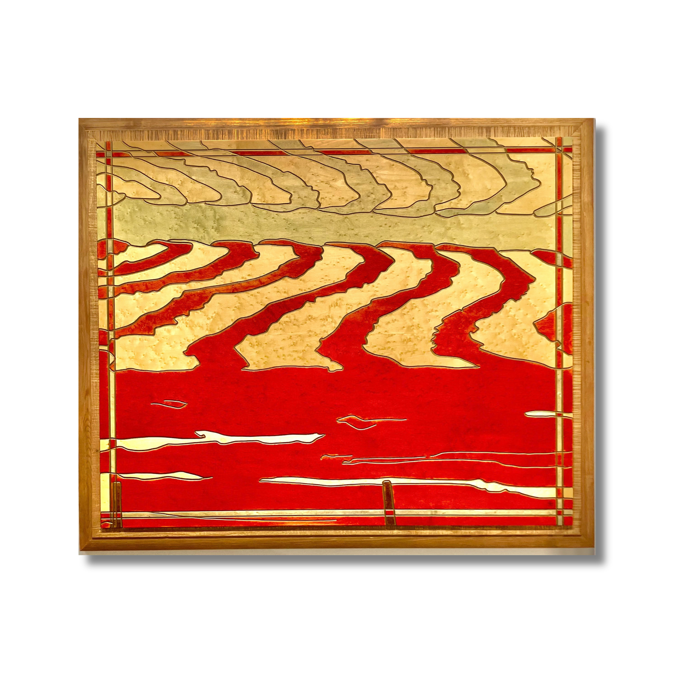 A Prairie Seen DH, stain & lacquer on Birdseye veneer, 27 3/4" x 33 1/4"