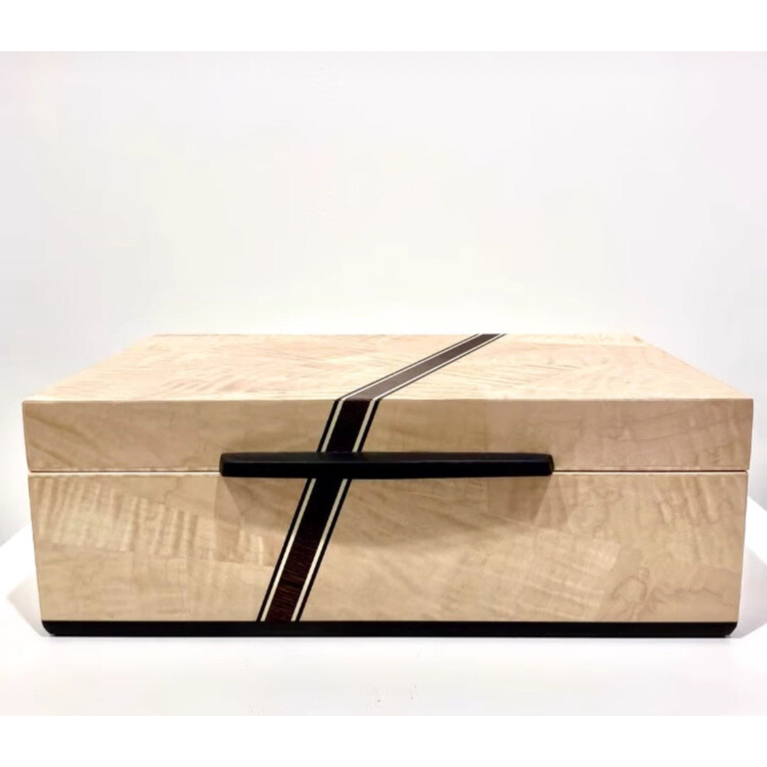 Decorative Box, curly maple, wenge, ebony & holly, 7.87" x 11.81" x 3.94" tall