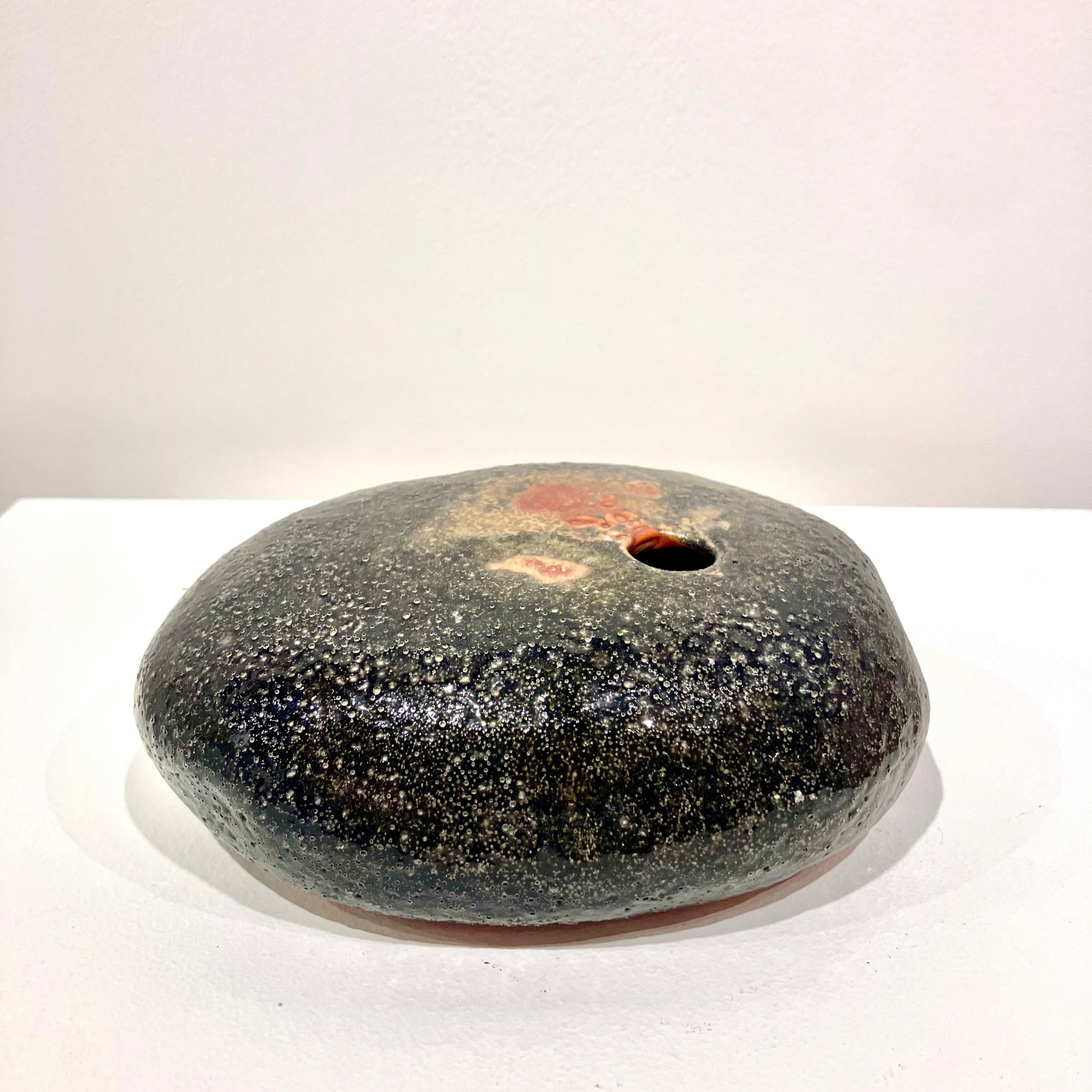 Ikebana Vase - Heavy Carbon Rock, Shino Glaze Pottery 