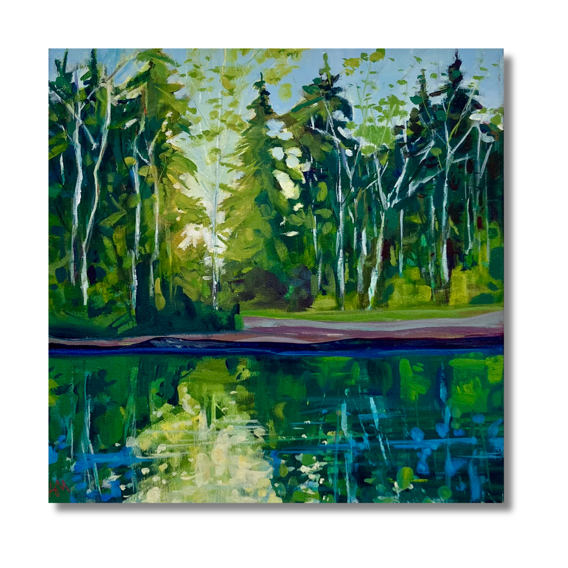 Reflecting on the Day, acrylic on gallery wrapped canvas, 12"x 12", 2026
