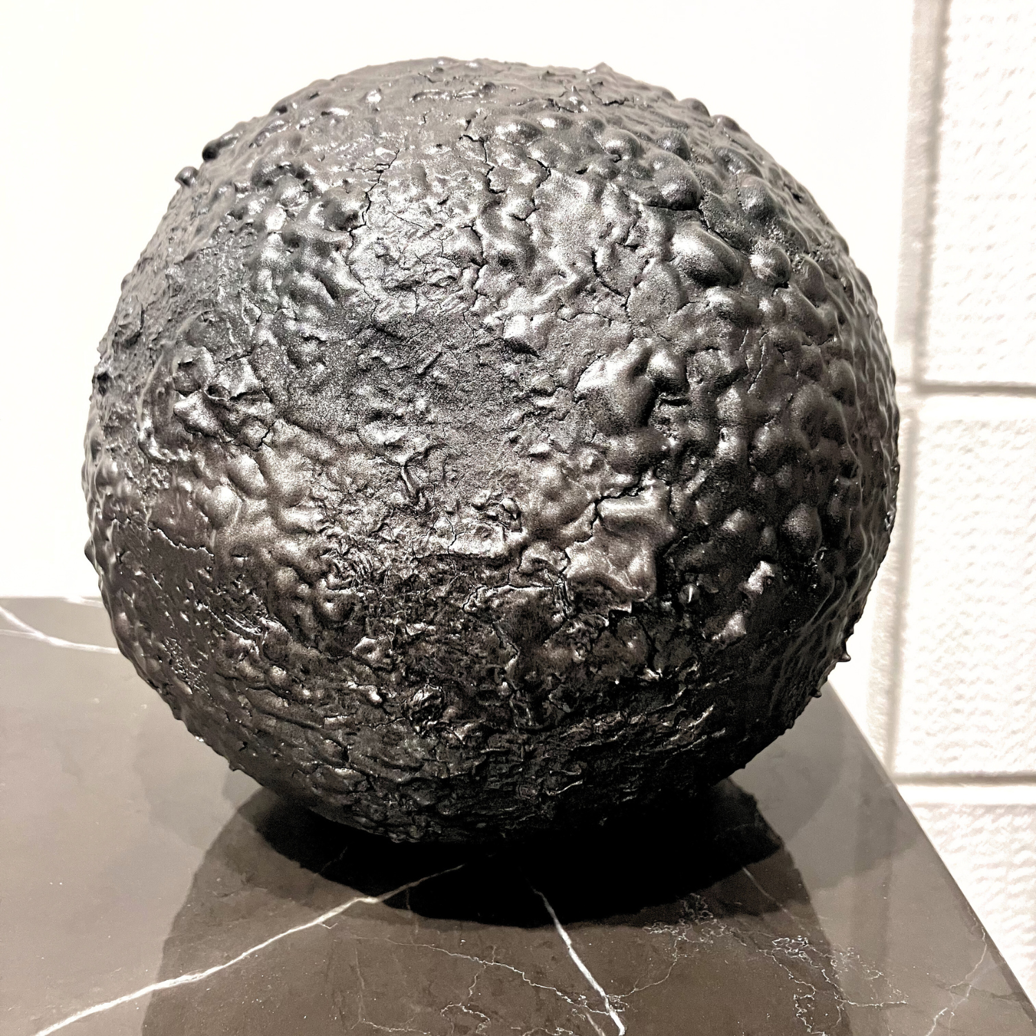 Dragon's Egg Decorative Orb, Shino glazed pottery