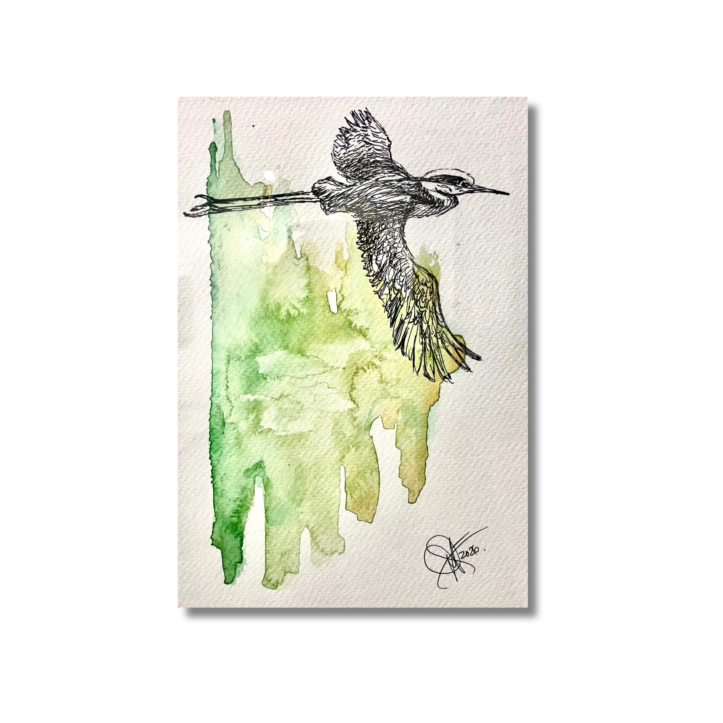 "Sky Held in Water", Watercolour, framed with custom cotton mat, 11" x 17" 