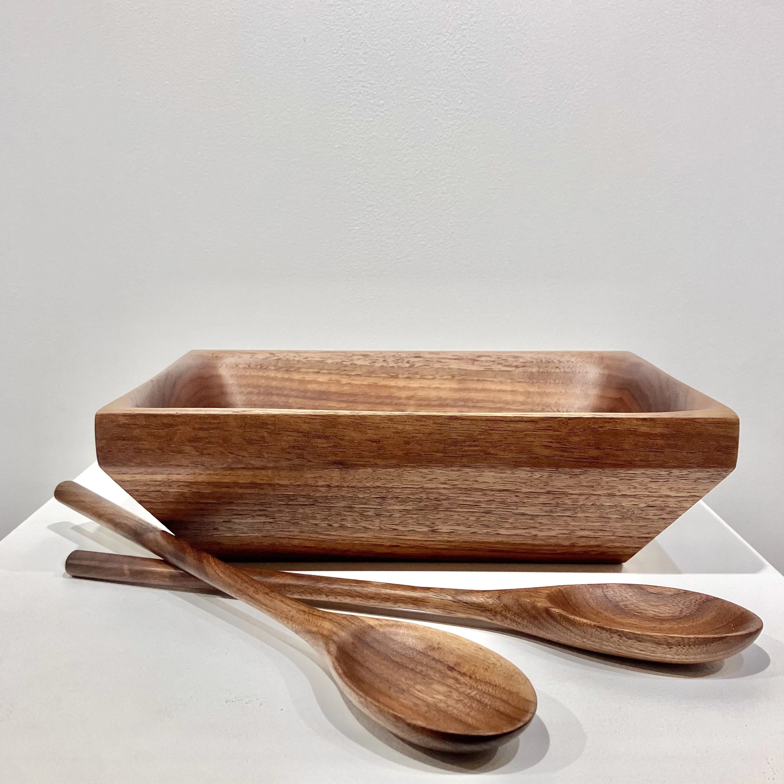 Black Walnut Square Pioneer Bowl w/ Spoons SOLD