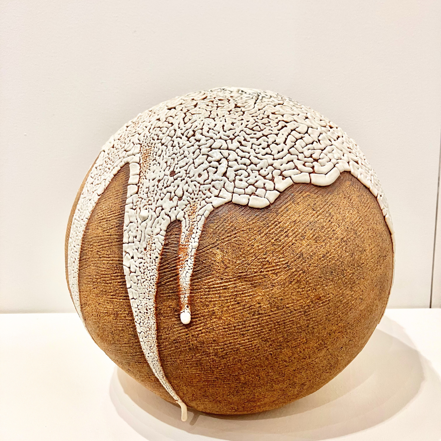 Ice Crawl Orb, Shino glazed potter