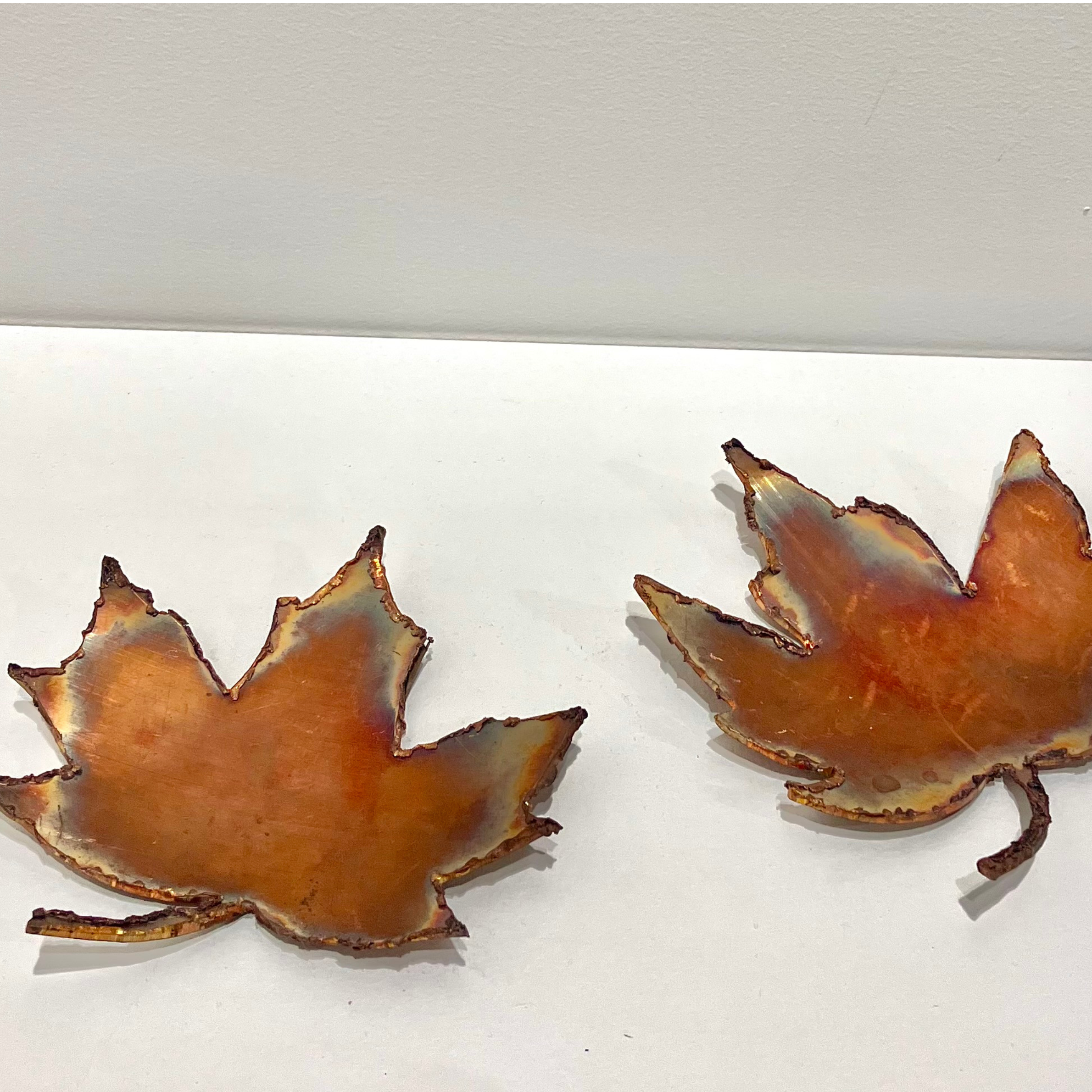 Maple Leaves, burnished, rough edged copper (Set of 2 - can be sold separately)