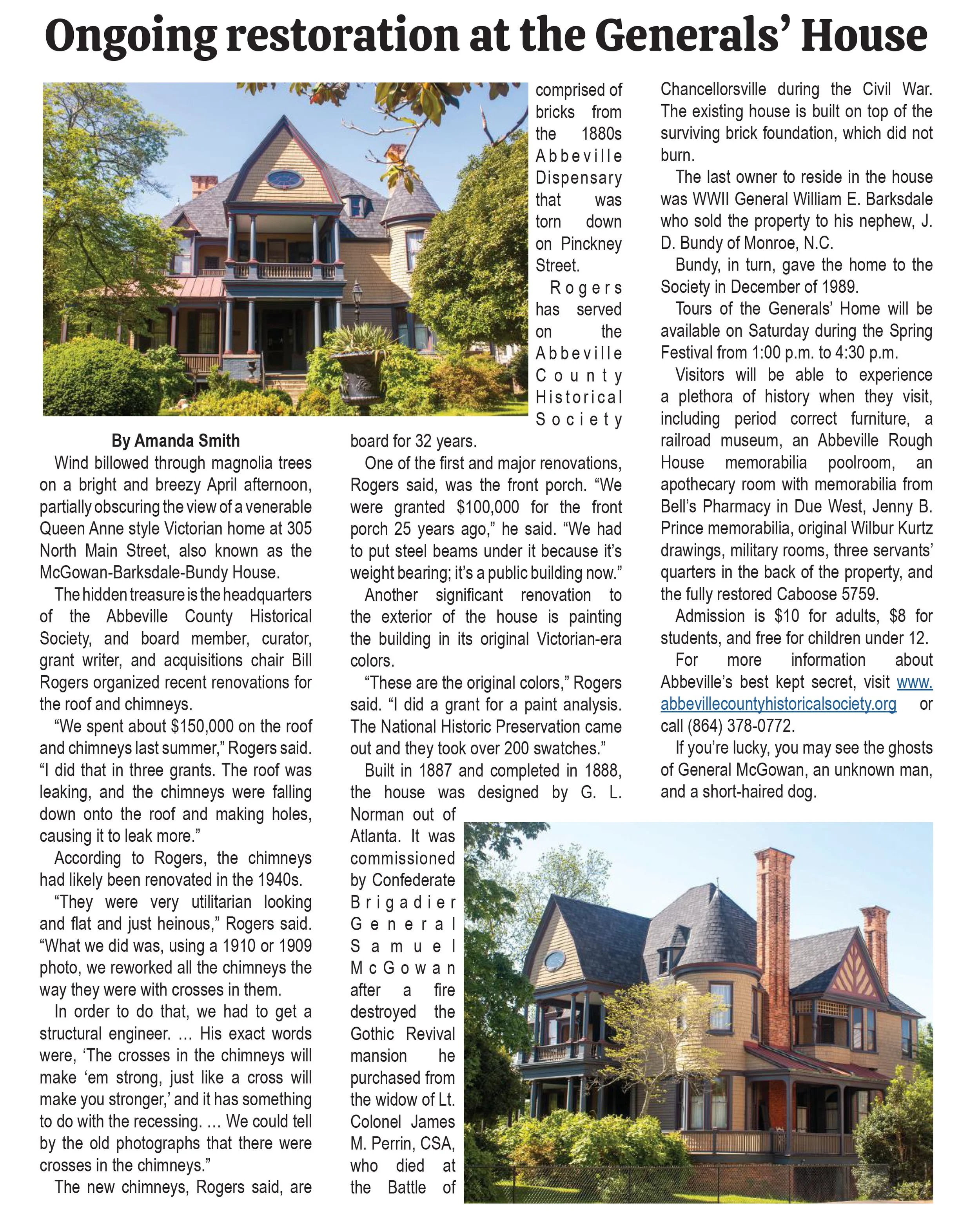 Ongoing restoration at the Generals' House