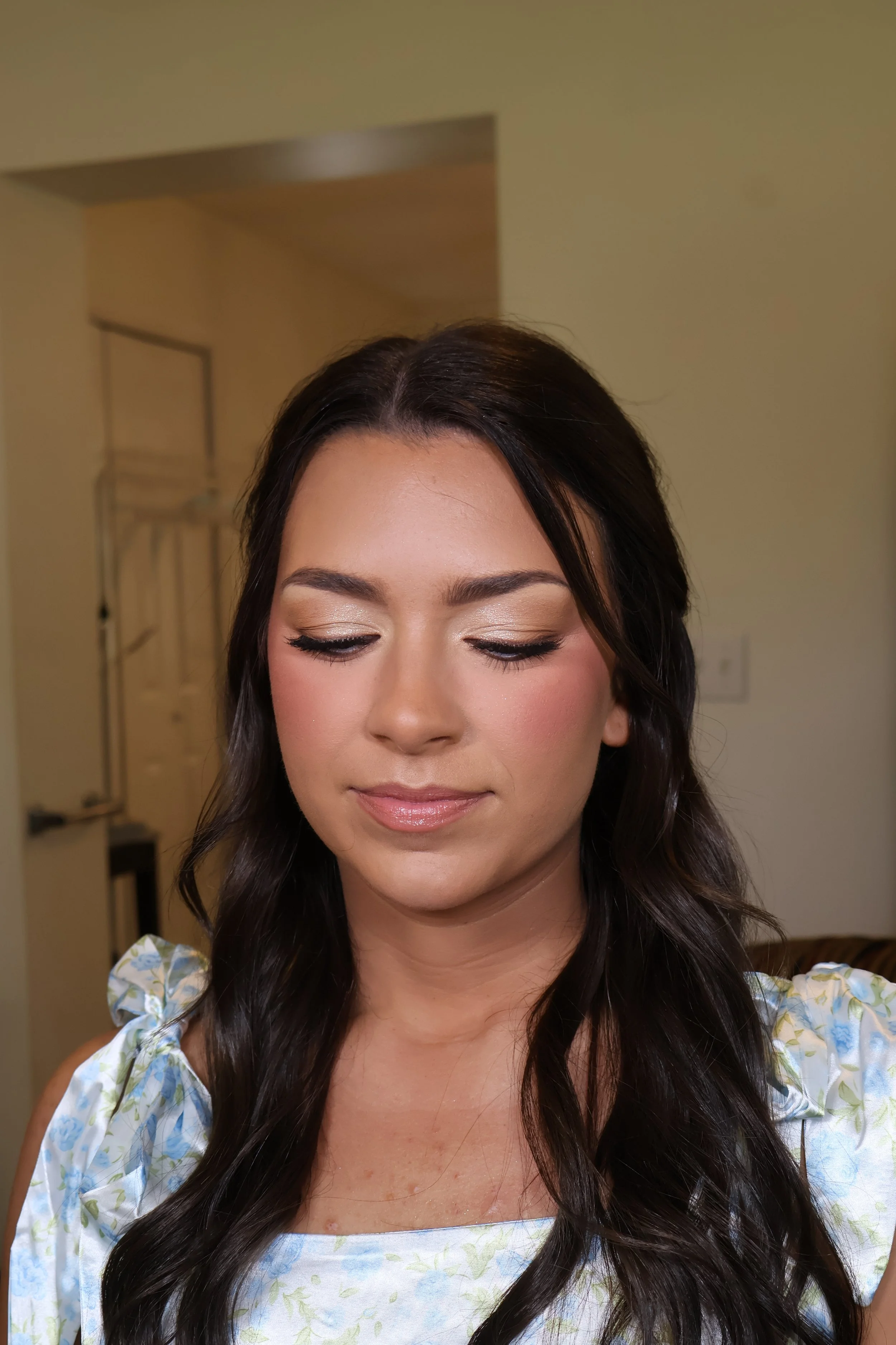 Glam makeup for special occasion with defined eyes and smooth finish