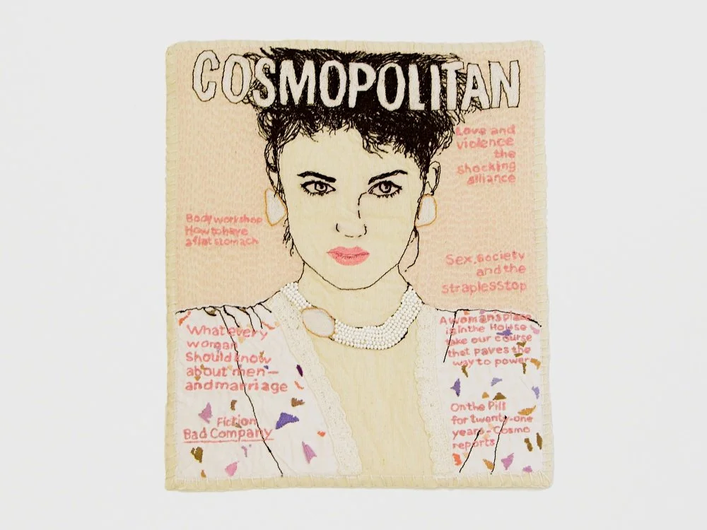 Embroidered magazine cover