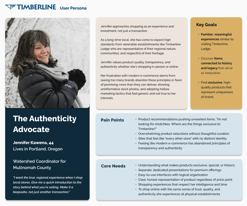 A woman smiling outdoors in winter, wearing a black jacket and gray scarf, surrounded by snow-covered trees.