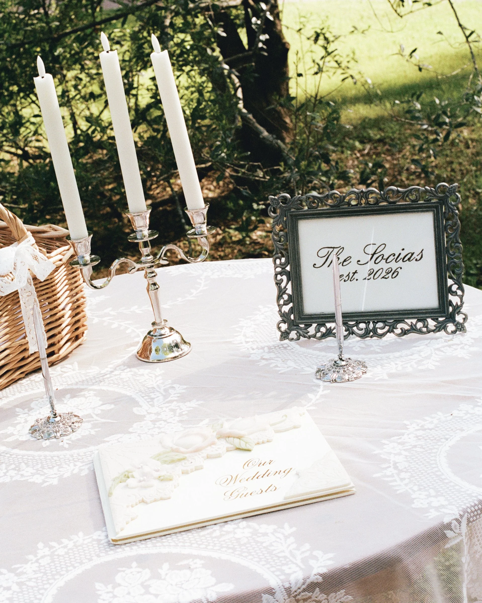 35mm film wedding photograph of a details table from a southern California wedding