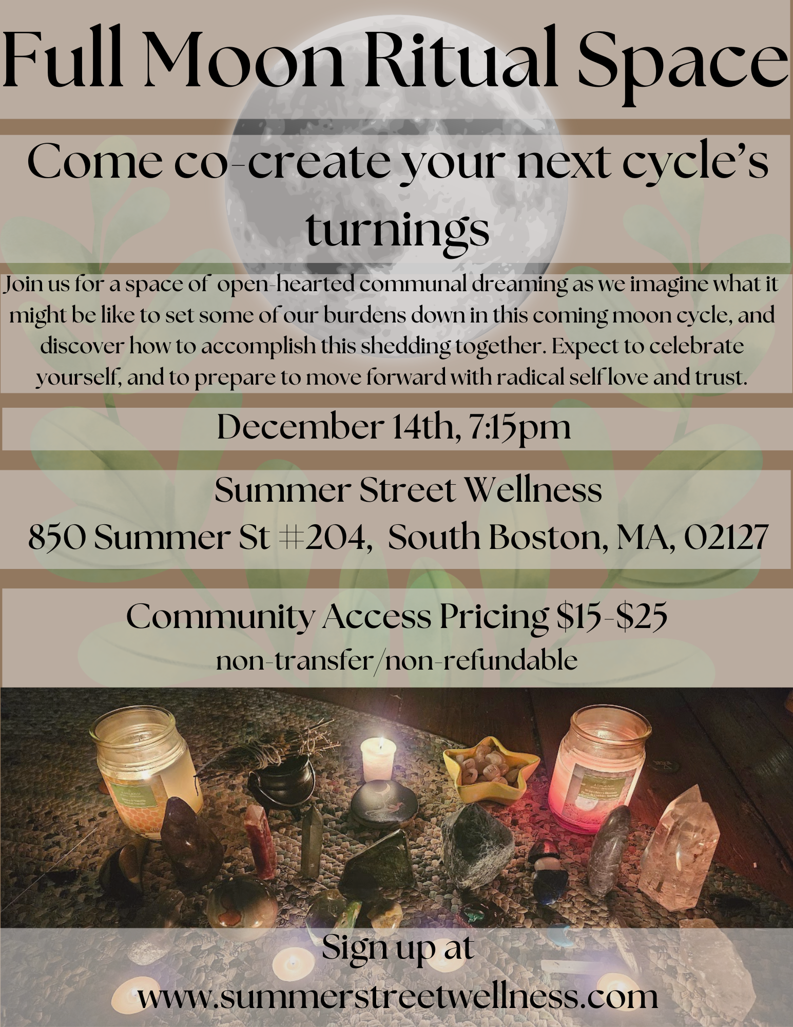 Full Moon Ritual Space — Boston Corporate Wellness