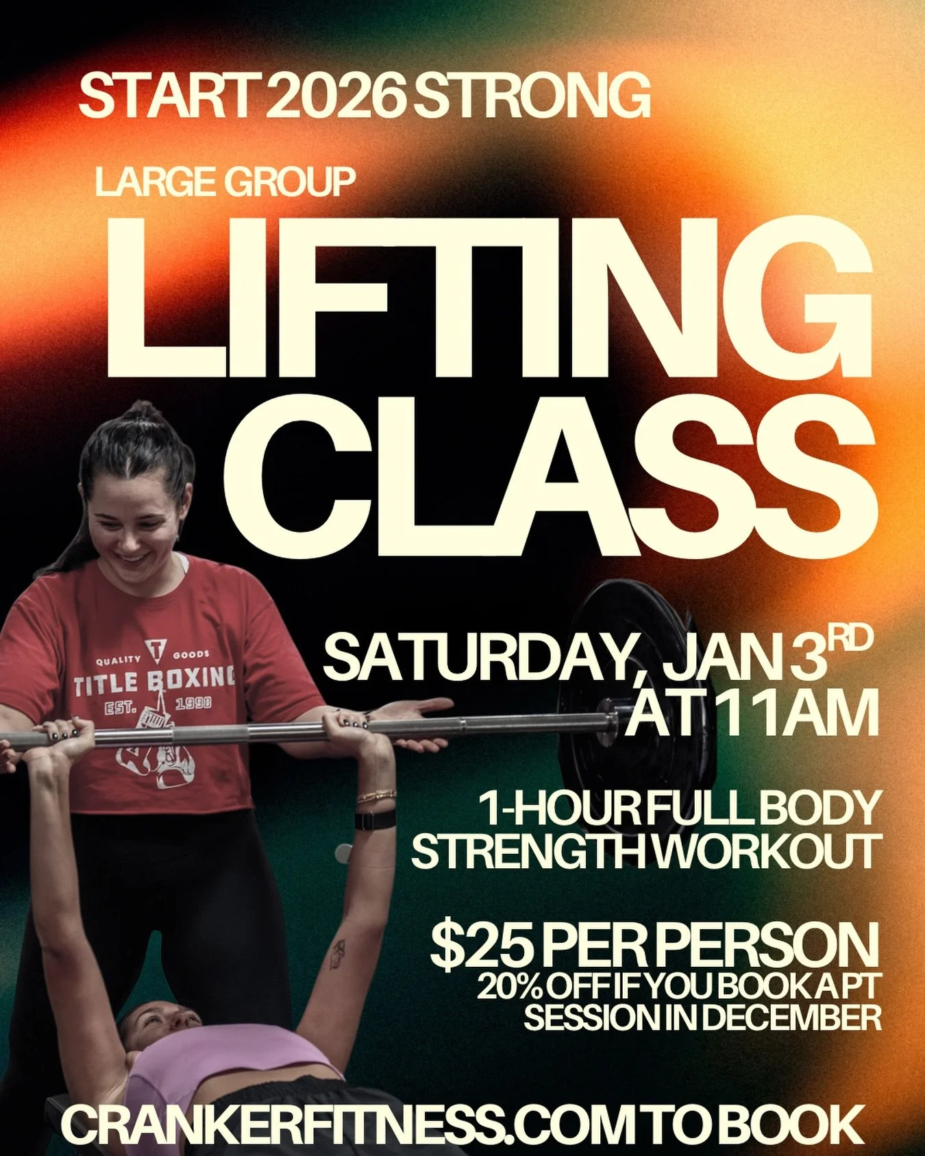 We are BACCCCKKKKKK!!! First lifting class in a while, first lifting class of 2026. Hit the link in my bio to book in! 
.
.
.
#titleboxingclub #titleboxing #lifting #weightlifting #personaltraining