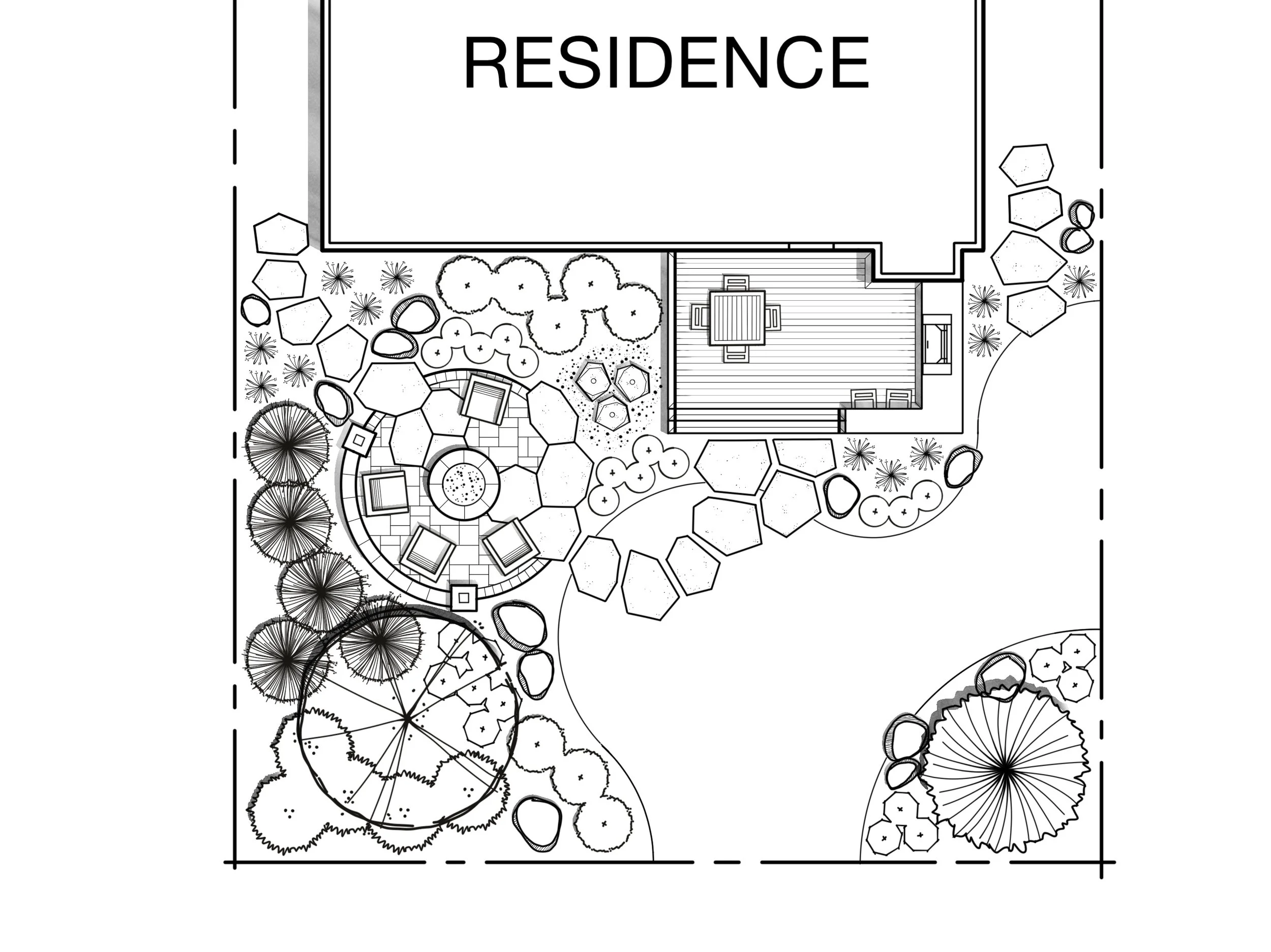 Backyard Sketch - Black & White