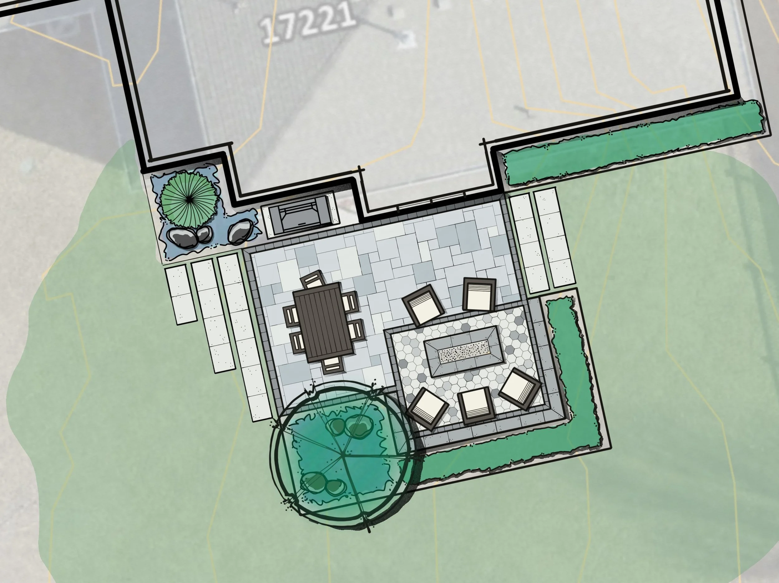 Backyard Sketch - Color Rendered