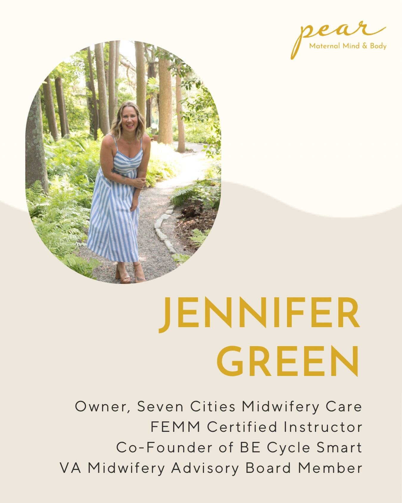 Meet the instructors for our Spring 2026 85-Hour Prenatal Yoga Teacher Training.

Meet Jennifer Green, LM, CPM &mdash; licensed midwife, owner of Seven Cities Midwifery Care, FEMM Certified Instructor, and co-founder of BE Cycle Smart. Jennifer is a 