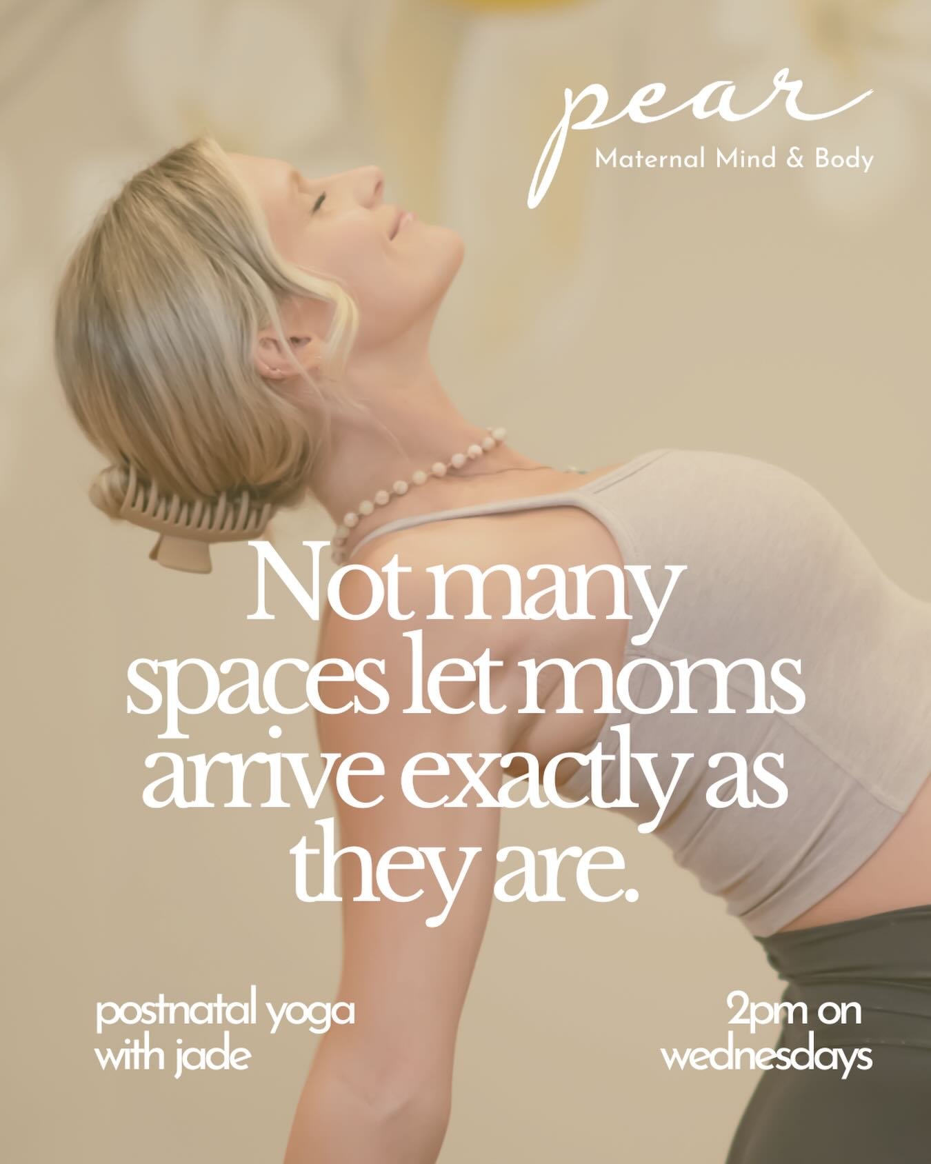 Postnatal yoga at pear is about support, breath, and reconnection.

A space where mothers can move gently, meet other moms, and be held exactly as they are in this season.

Join Jade Wednesdays at 2pm. 🤍 childcare available (first come, first served