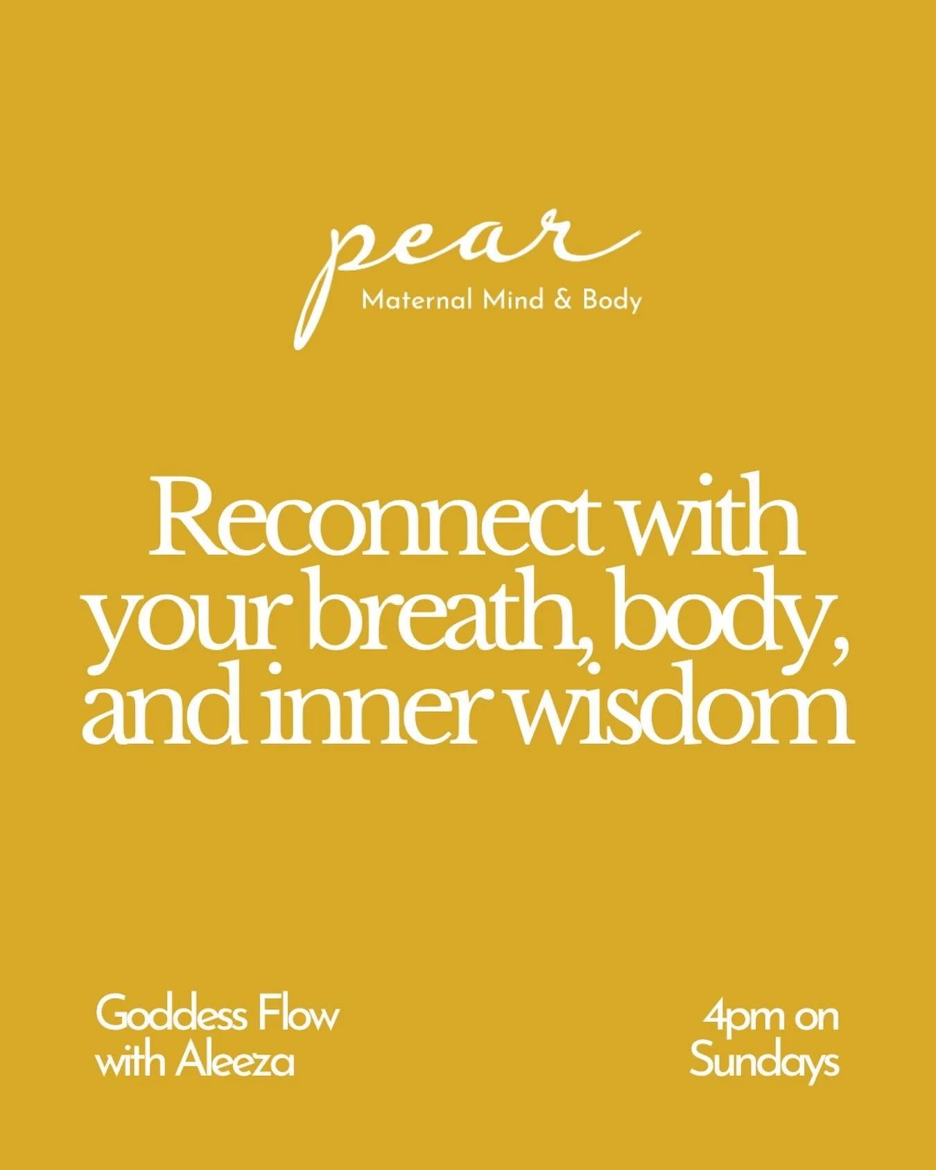 Join Aleeza on Sundays at 4 PM for Goddess Flow, a practice designed to help you reconnect with your breath, body, and inner wisdom.✨

Through fluid movement, mindful pauses, and space for self-exploration, you&rsquo;ll be invited to move in a way th