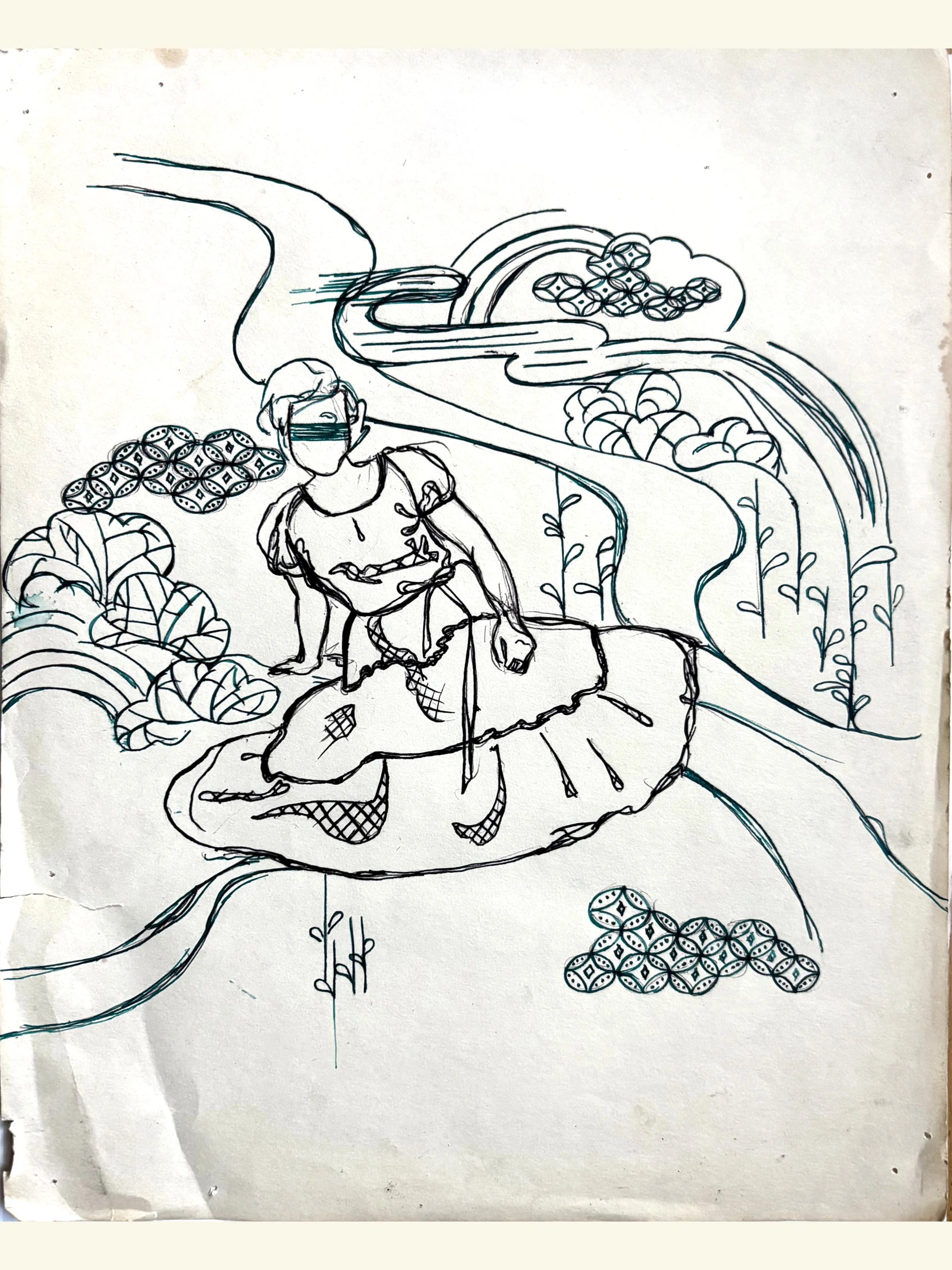 Concept of Nana, 2002; ink on paper, 9" x 12"