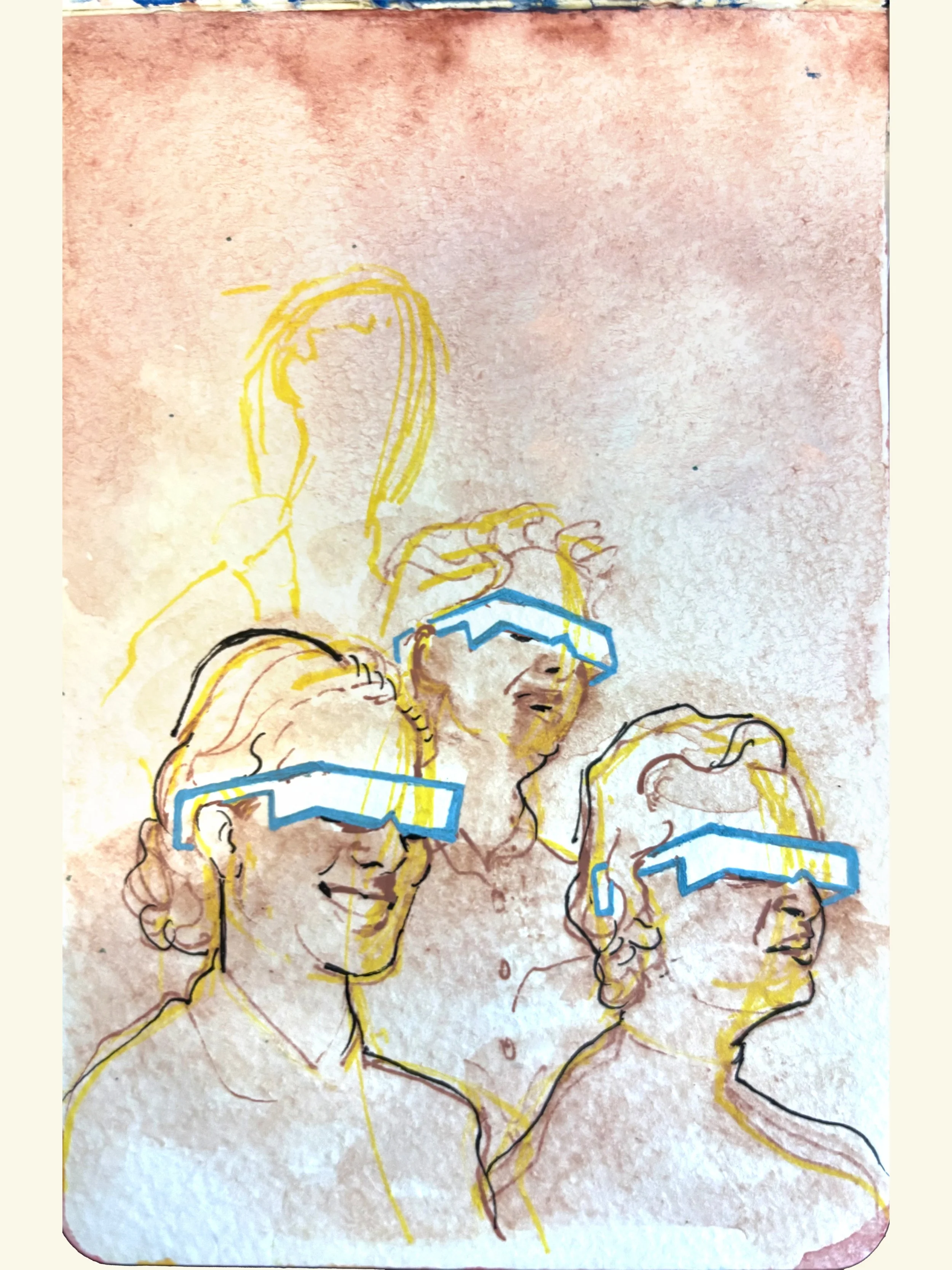 Personal Challenge Sketch a Day 215, 2021; watercolor and ink on paper, 3" x 5"