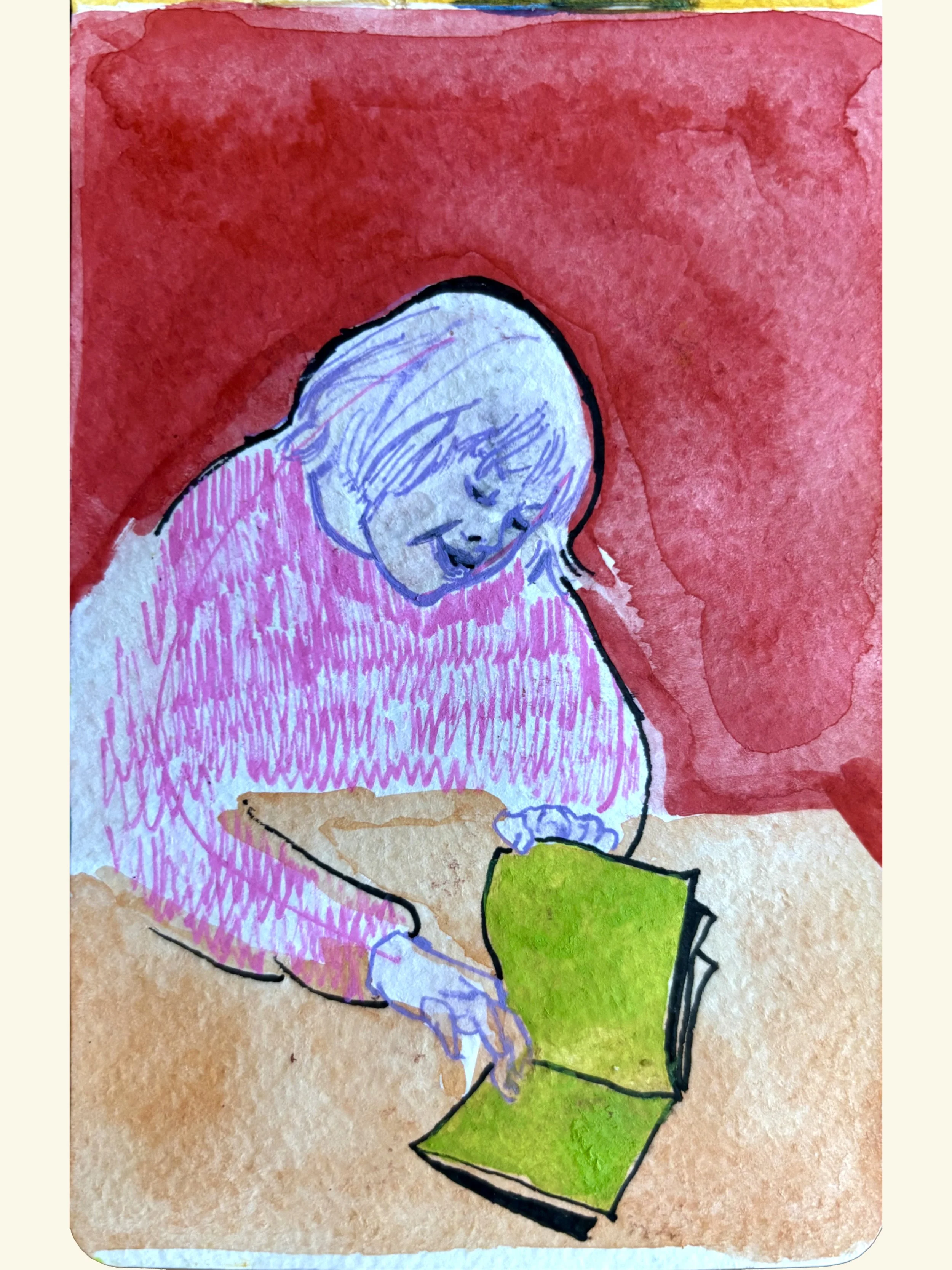 Personal Challenge Sketch a Day 198, 2021; watercolor and ink on paper, 3" x 5"