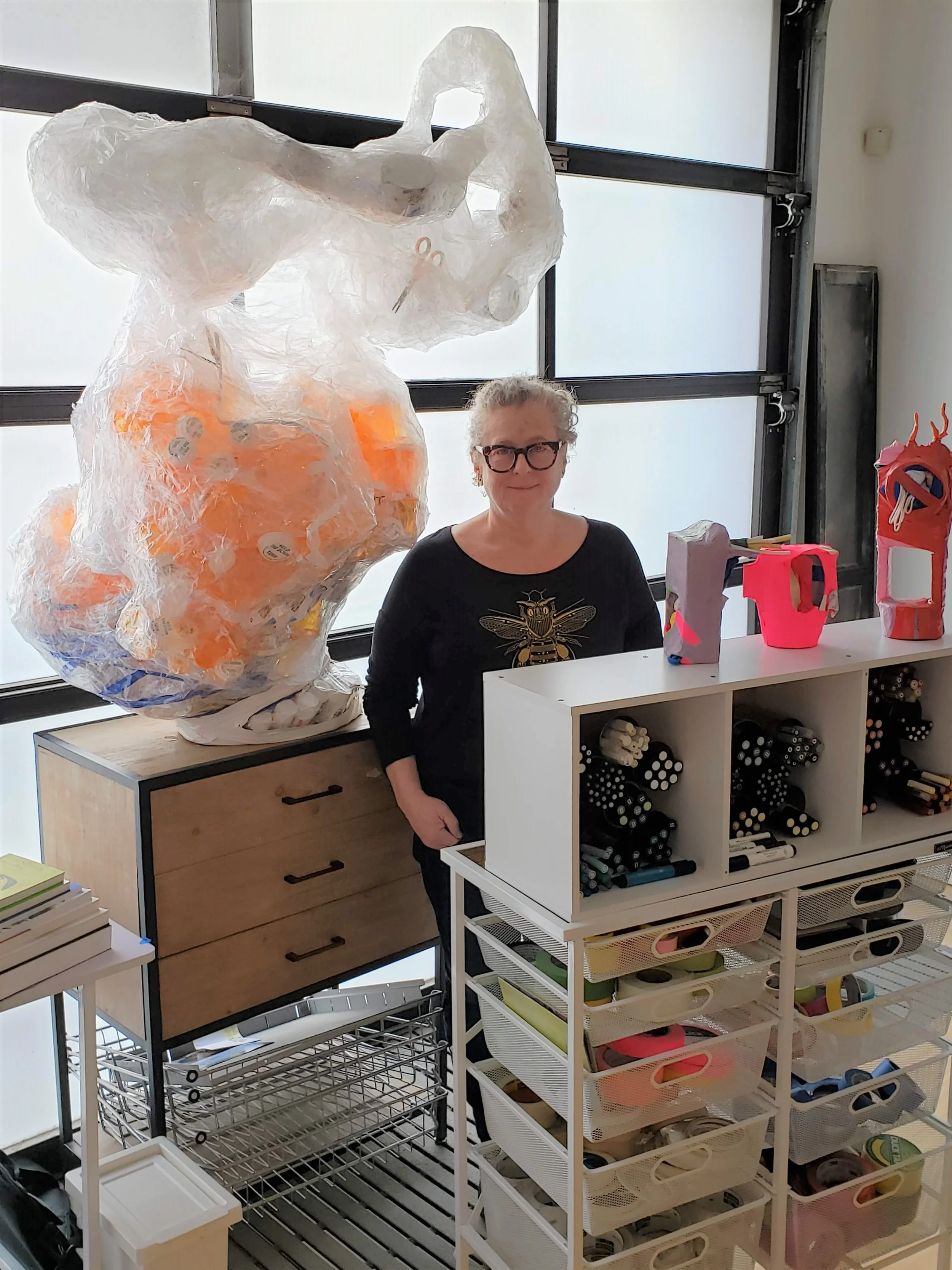 founder of art lab inbetween her sculpture and materials