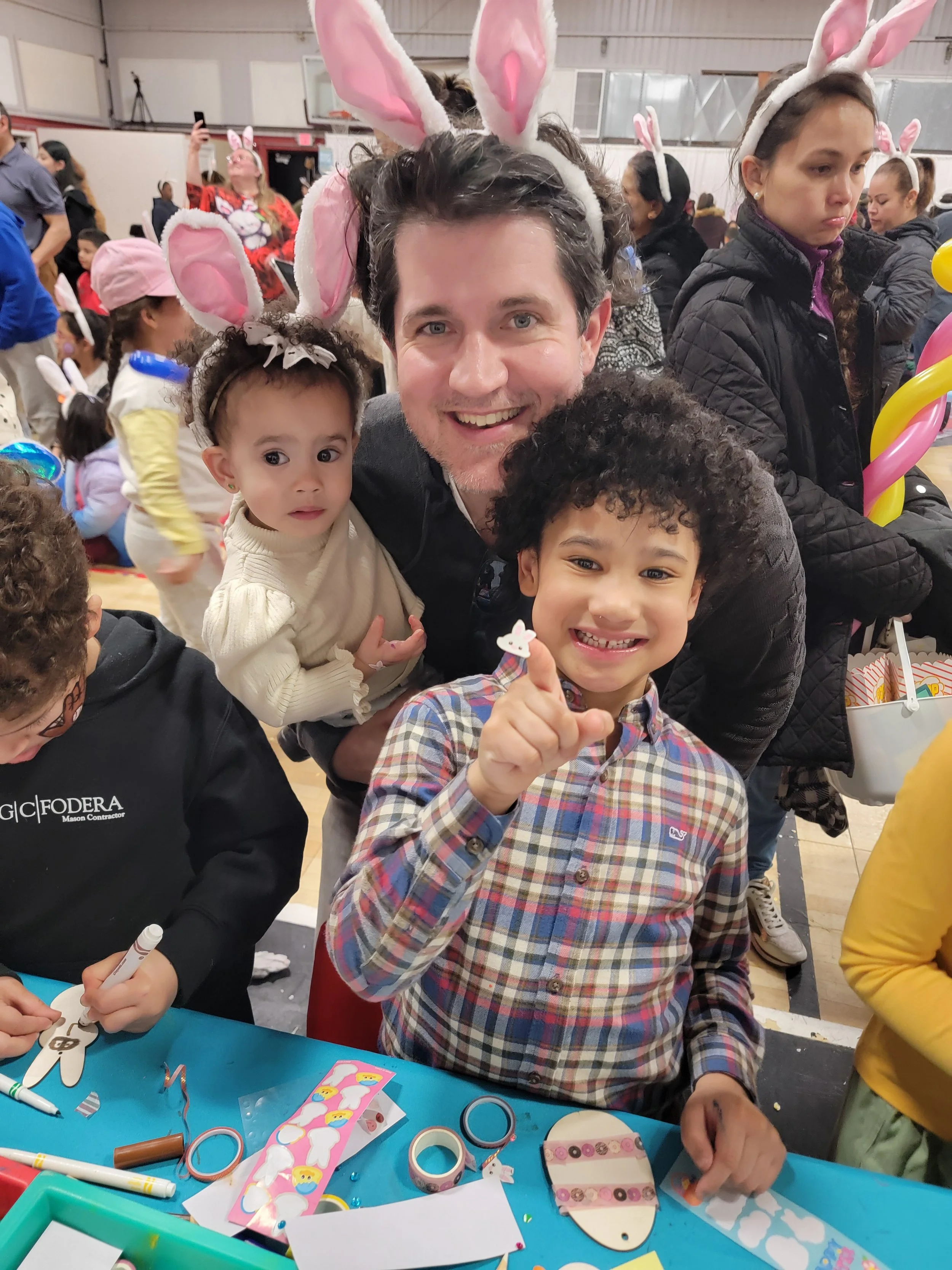 family at a community event