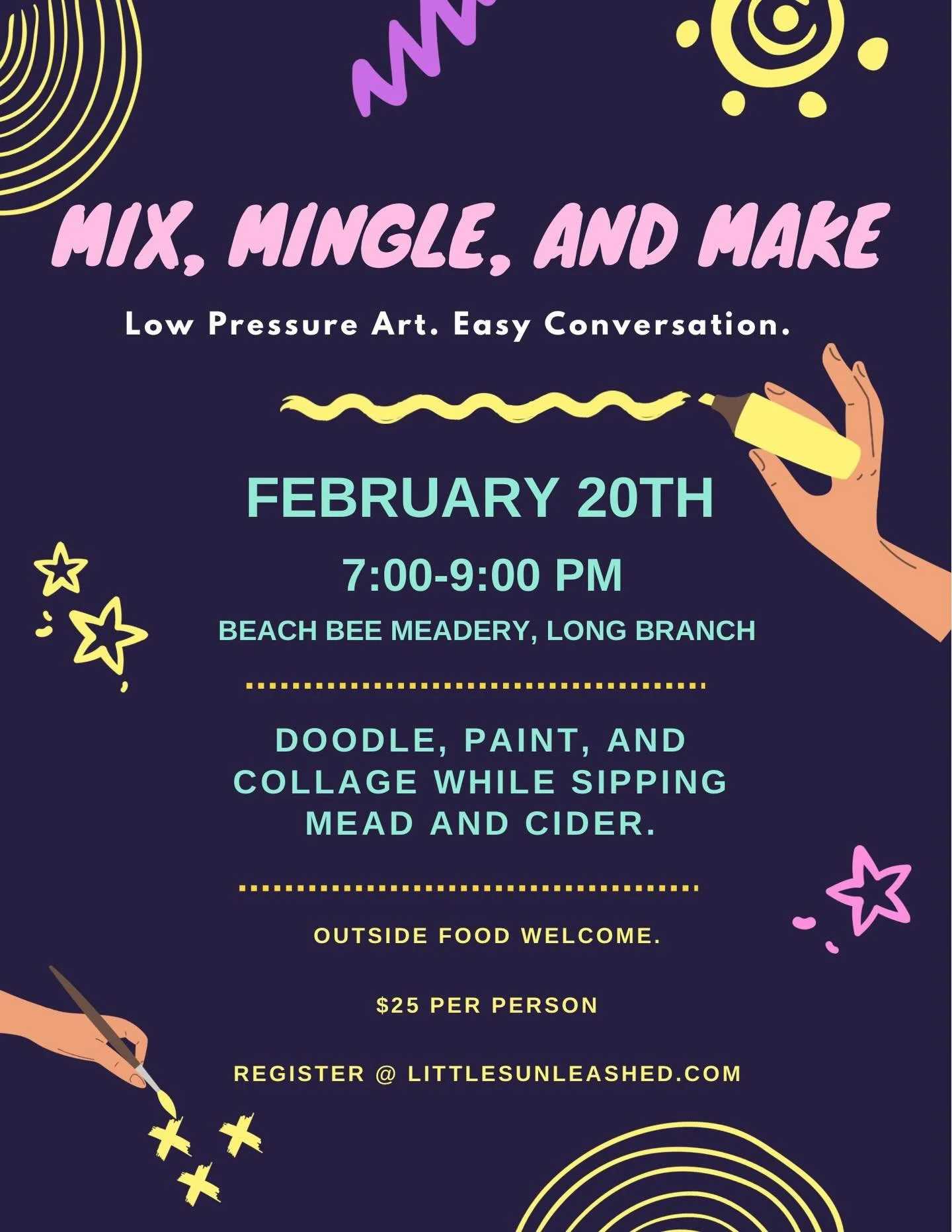 Grab your crew and have an absolutely golden Friday night! Art, conversation and yummy sips at @drinkbeachbee. Register now littlesunleashed.com