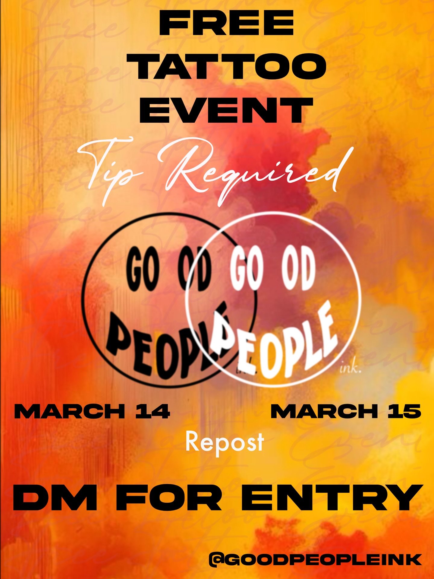 FREE SMALL TATTOO EVENT 
MARCH 14-MARCH 15 
✨50 SLOTS ✨
REPOST &amp; TAG @goodpeopleink 
DM FLYER FOR ENTRY 
#foryoupage💙 #thingstodoinatlanta #tattooevent #goodpeople #create