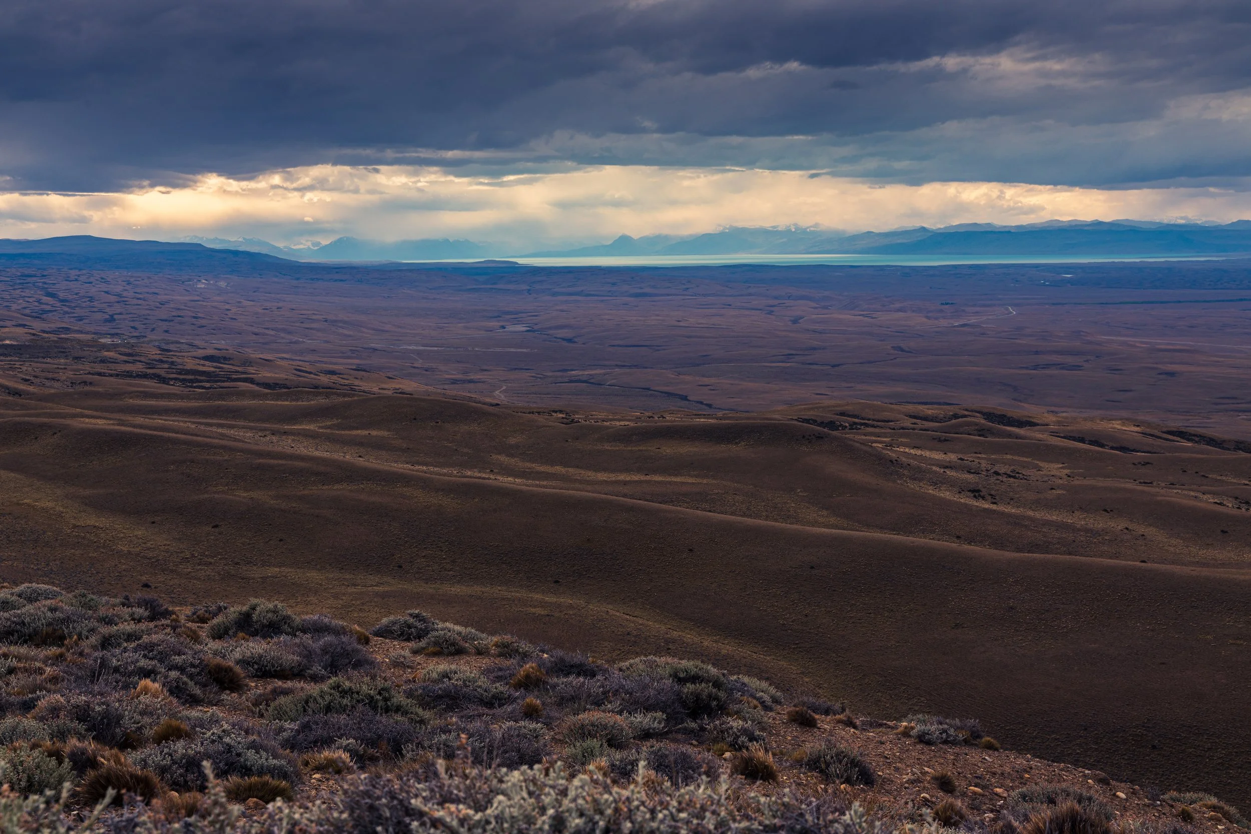 An epic, vast openess of Patagonian landscape. Lago Argentino in the background, seen from Mirador Tec. Julio Heredia El "Monito".