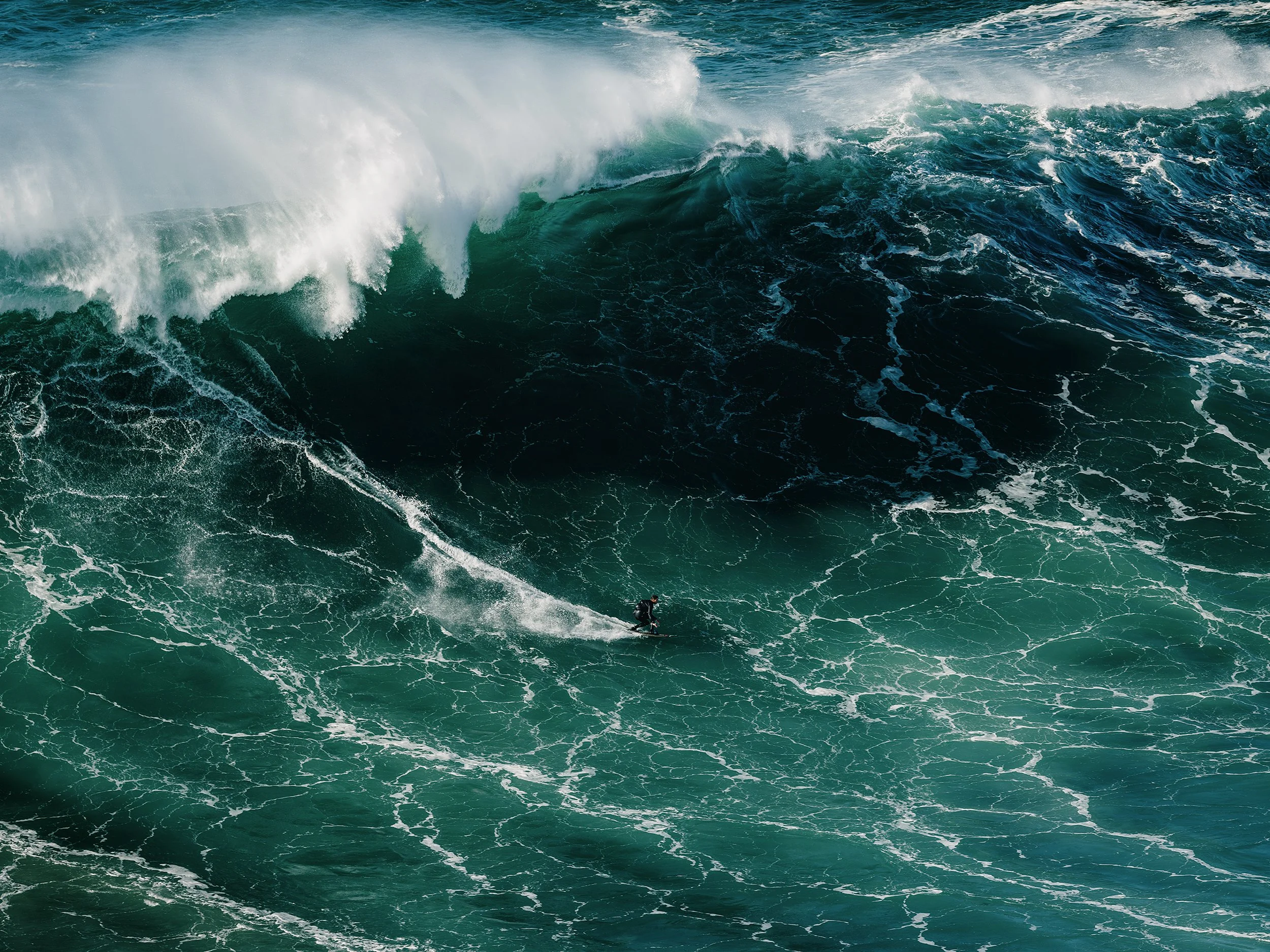 Clement Roseyro surfing the Big Wave at Nazaré's Praia do Norte on Dec 3rd, 2025.