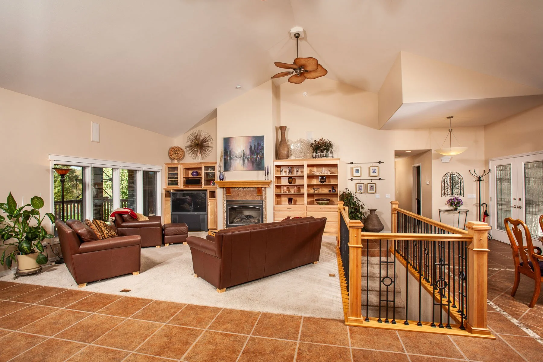 Interior real estate photography, including the living room at a house for sale in Sheridan, Wyoming.