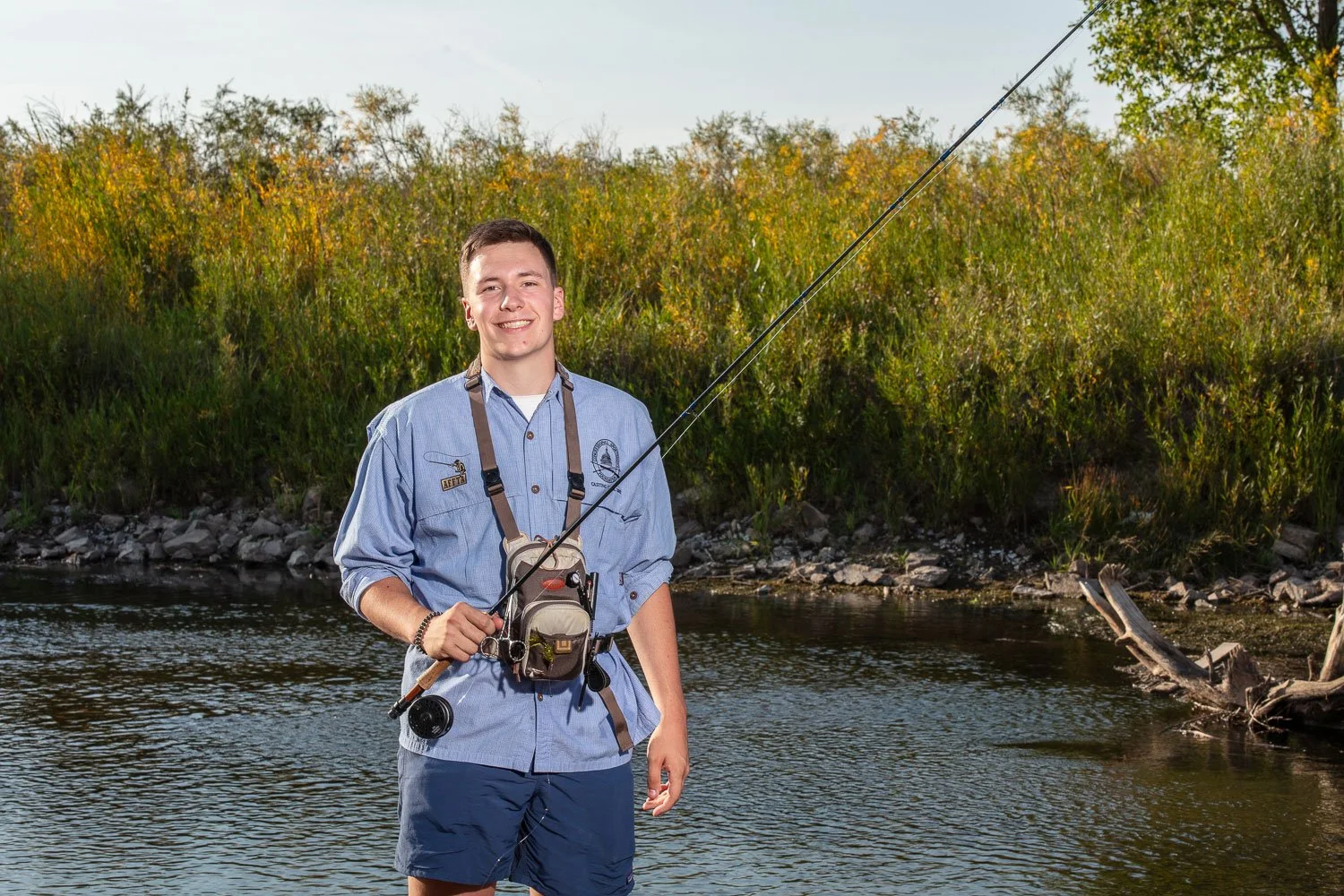 Laramie Senior Portrait, Laramie, Wyoming, fly fisherman, Laramie River.