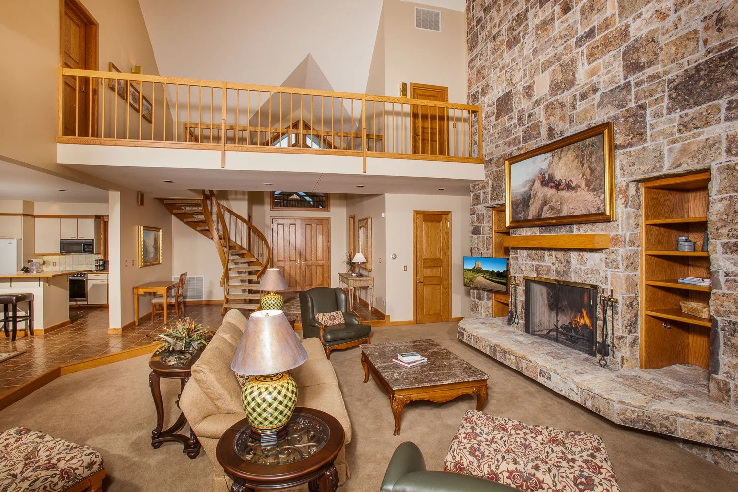 Guest House Living Room at the Riverbend Lodge, Saratoga, Wyoming. Interior marketing photography.