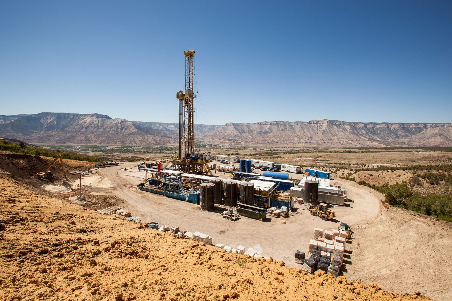 Oil and gas drilling rig near Parachute, Colorado.