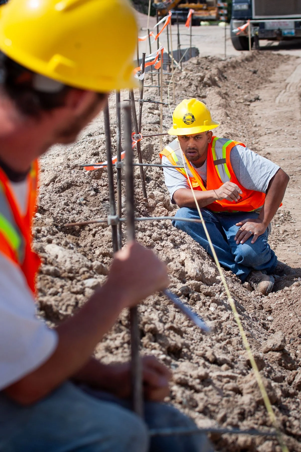 Construction work is underway on a new road.