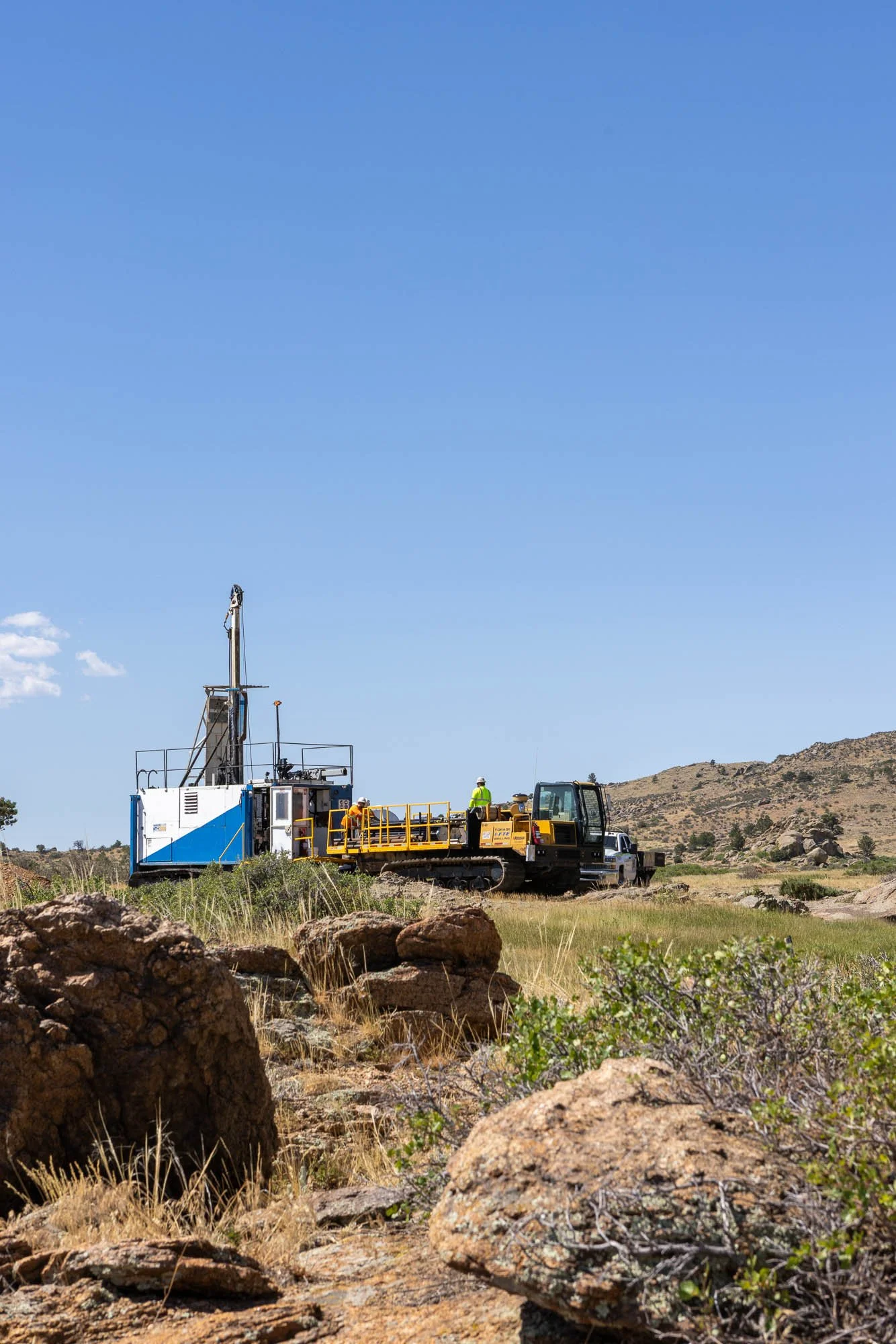 Rare Earth Elements Mining Photography. Core samples being drilled at a mine near Wheatland, Wyoming.