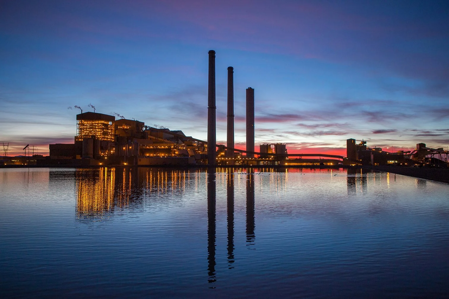 Springerville Generating Station at dusk in Springerville, Arizona.