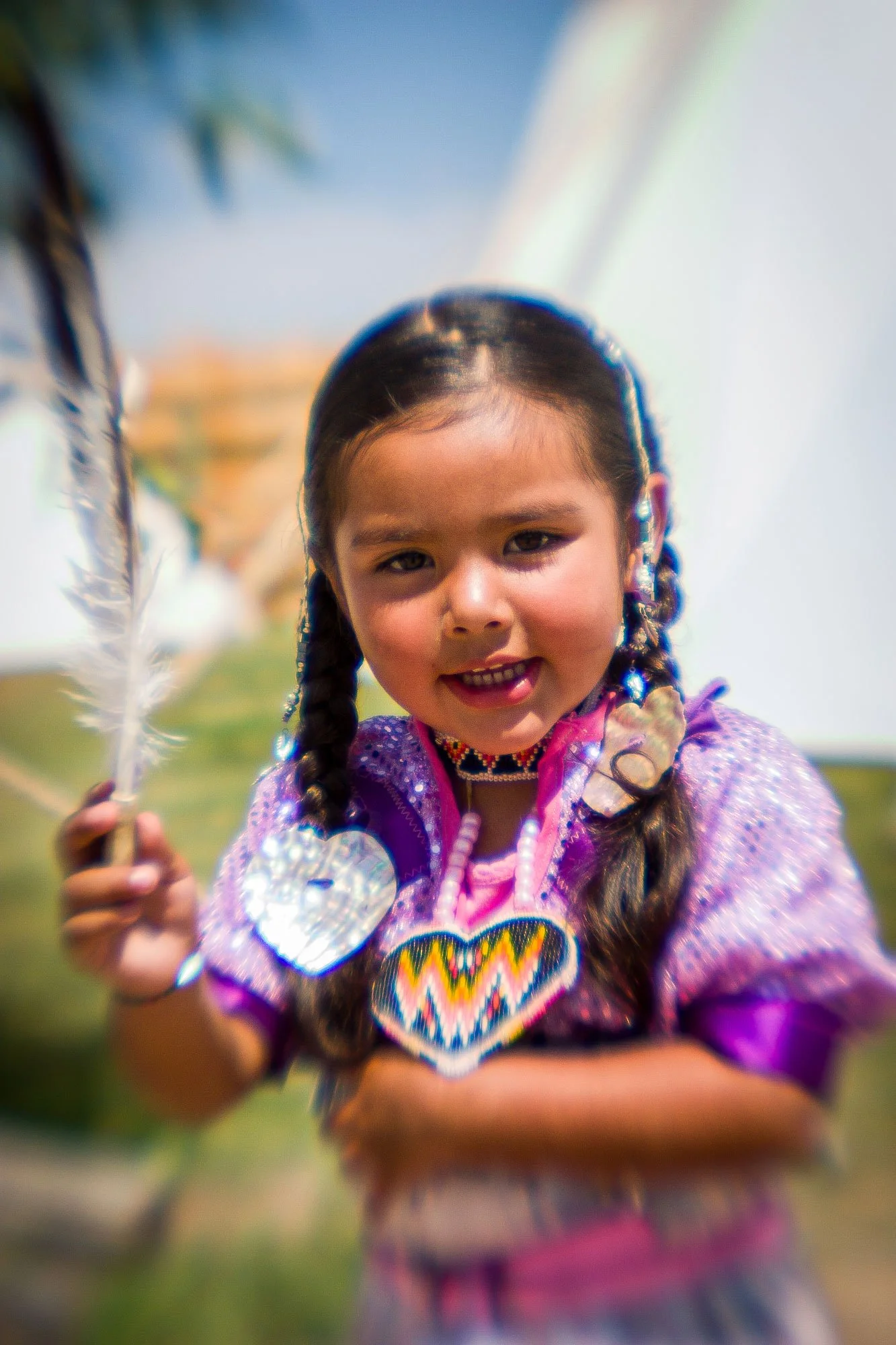 Native American girl at Cheyenne Frontier Days for marketing use in Cheyenne, Wyoming.
