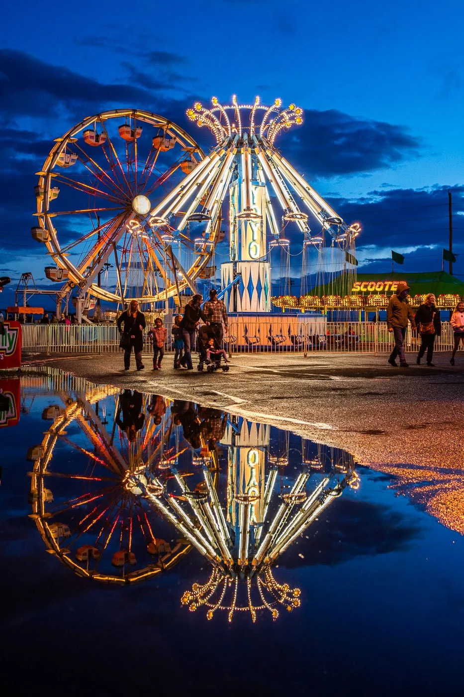 Carnival rides at the Cheyenne Frontier Days Rodeo Celebration in Cheyenne, Wyoming.