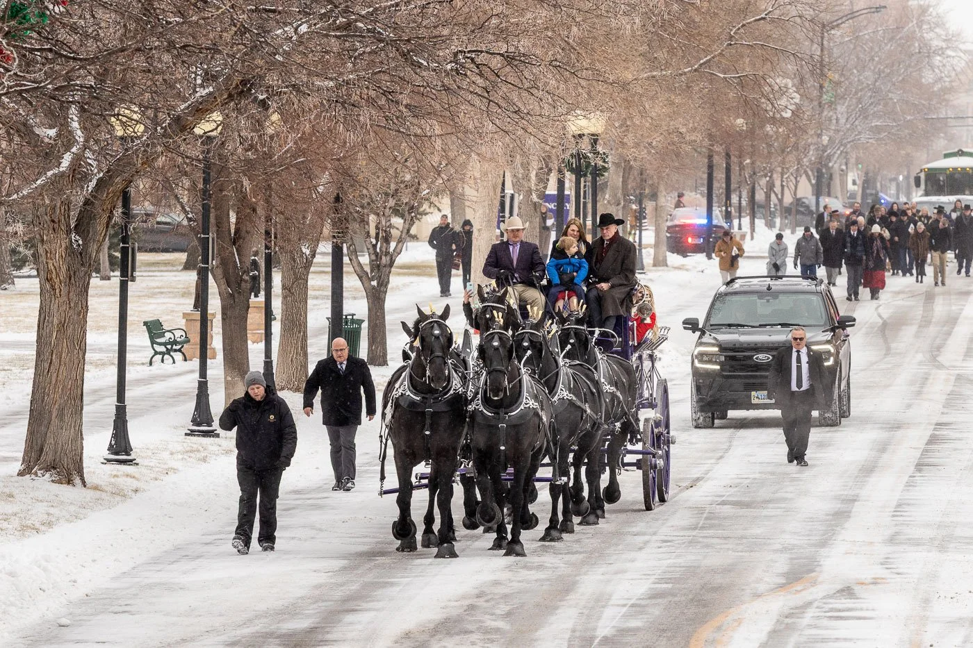 The Procession to State Capitol at the 2023 Wyoming Inauguration in Cheyenne, Wyoming on January 2, 2023.
