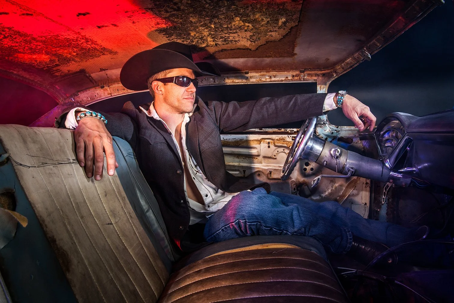 Portrait photography for a music album for Clint Clymer in Loveland, Colorado.