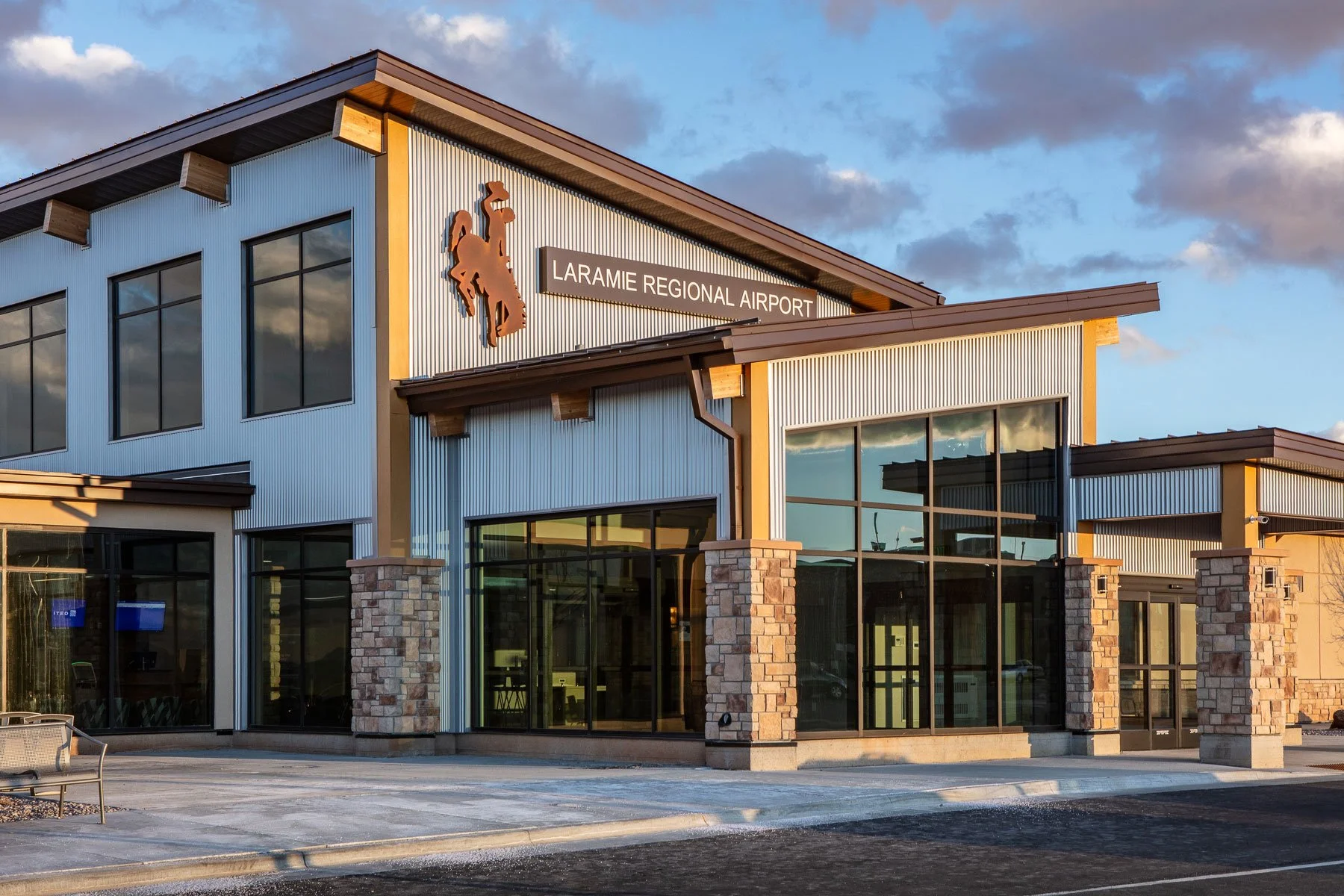 Exterior of the Laramie Regional Airport Terminal in Laramie, Wyoming.