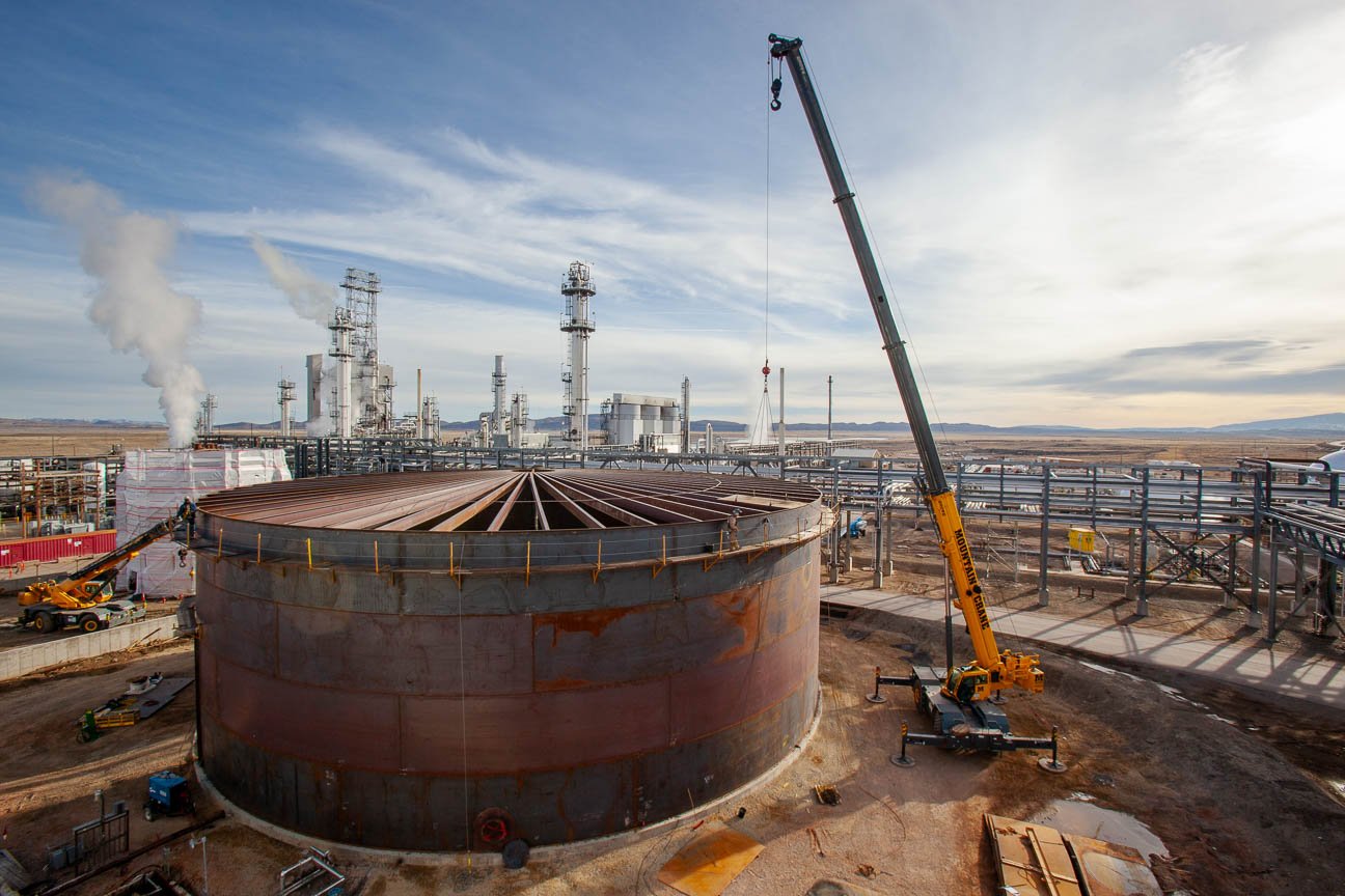 Construction and Manufacturing Photography in Cheyenne, Wyoming. Construction of a new tank at Sinclair Refinery in Sinclair, Wyoming.