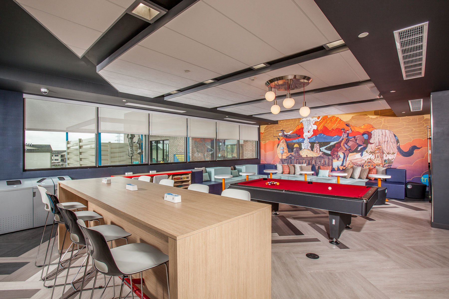 Indiewall's mural wall print at Tru Hotels in Cheyenne, Wyoming.