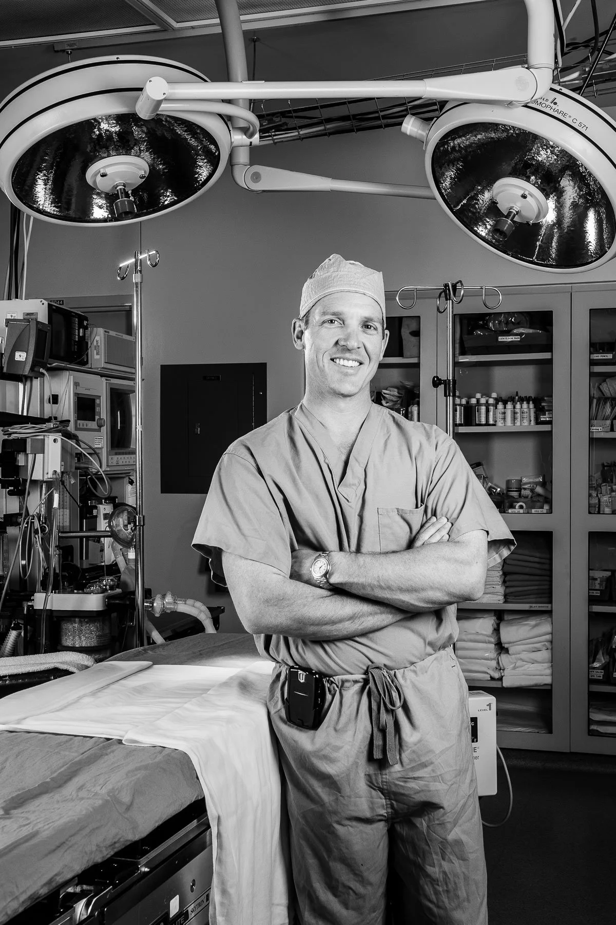 Physician portrait in the operating room created for Cheyenne Regional Medical Center in Cheyenne, Wyoming.