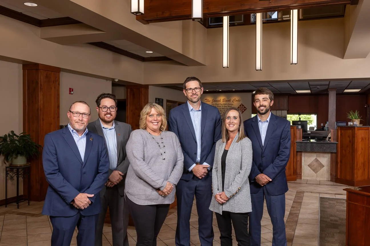 Business group portrait for marketing, including a Commercial Lending Team at Jonah Bank.
