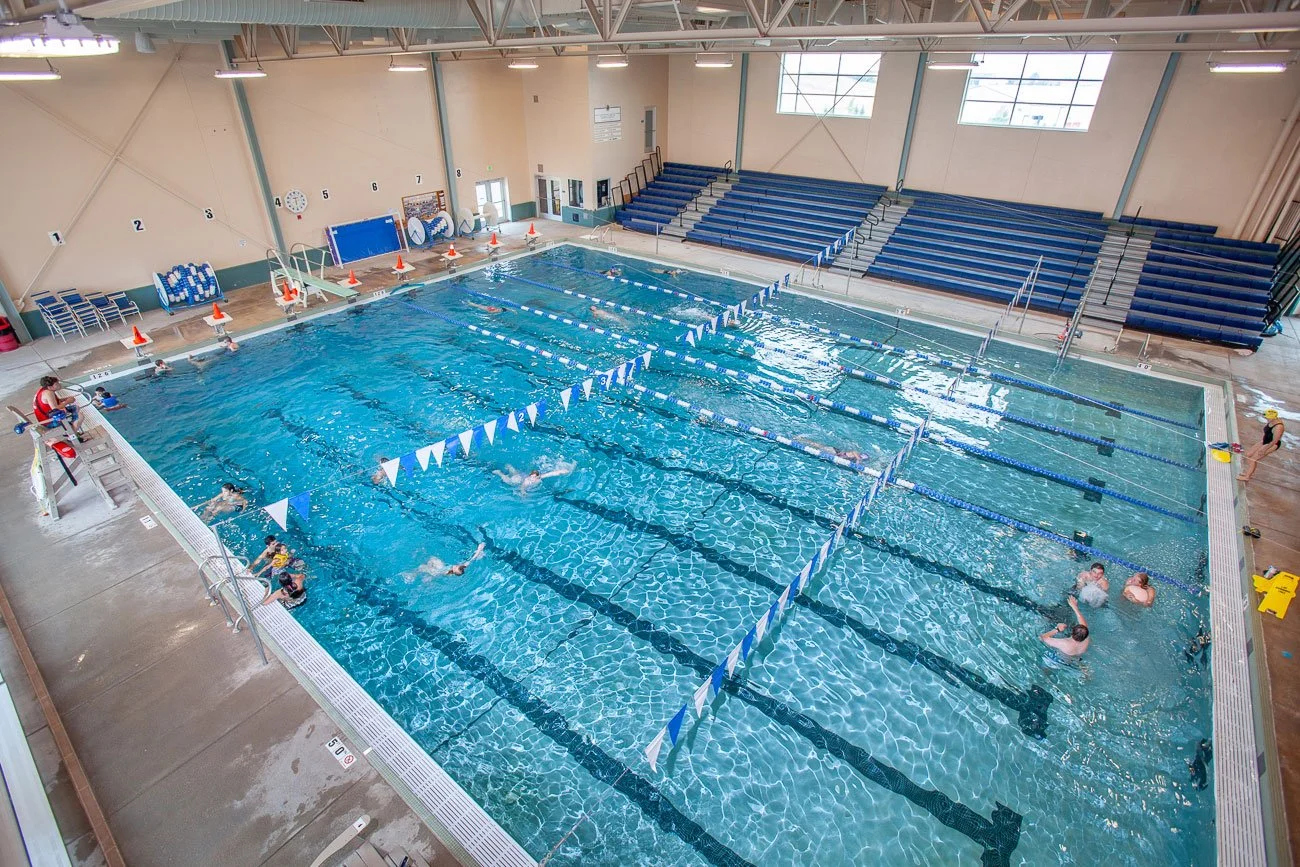 The competition swimming pool at the Laramie Recreation Center in Laramie, Wyoming.