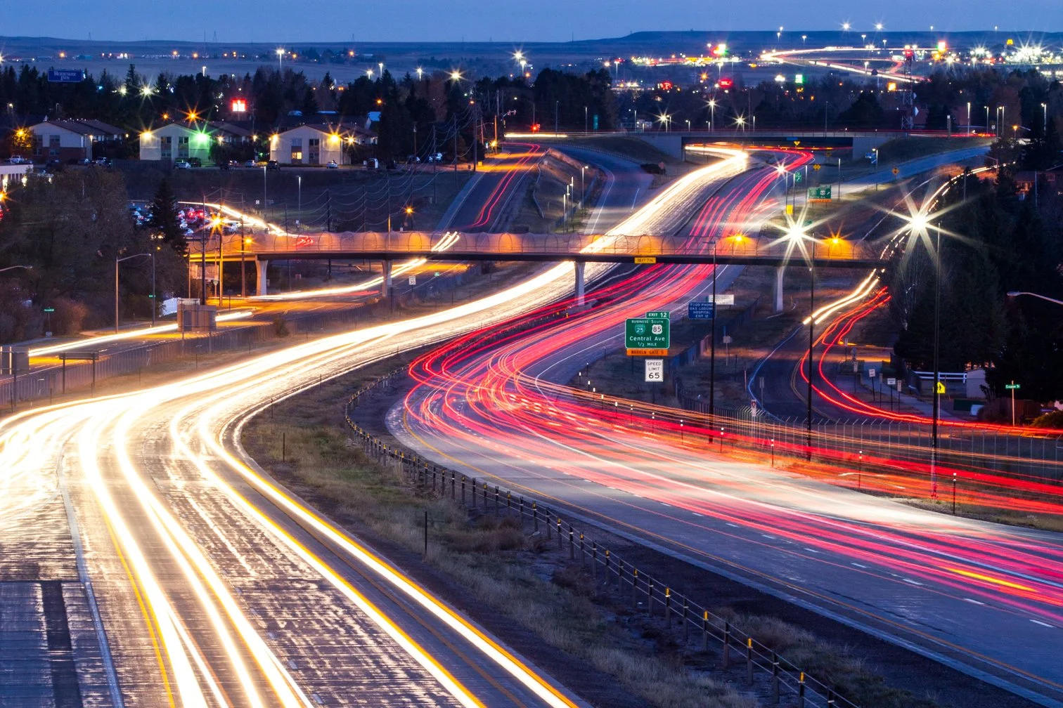 Traveling on Interstate I-25 in growing and booming Cheyenne, Wyoming. Travel Photography for the Cheyenne Chamber of Commerce.