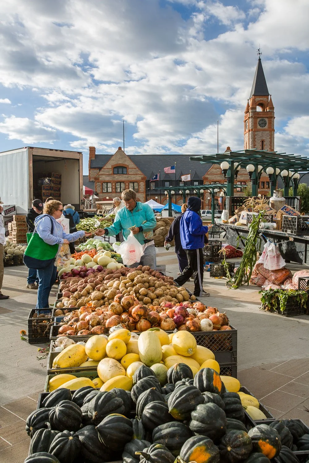 Event photography in downtown Cheyenne, Wyoming, including a farmer's market.